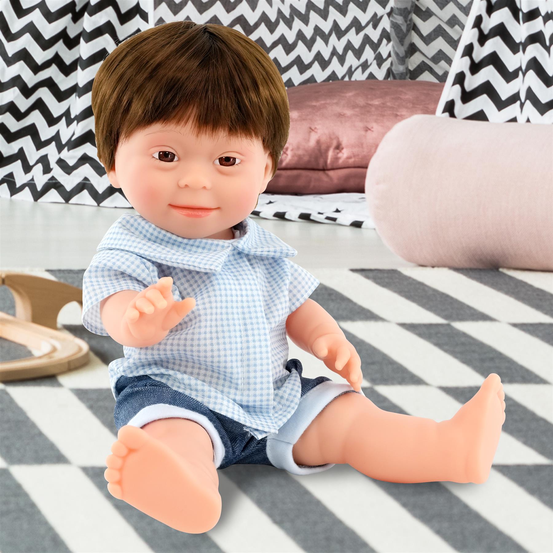 BiBi Doll Down Syndrome Boy - Brown Hair (36 cm / 14") by BiBi Doll - The Magic Toy Shop