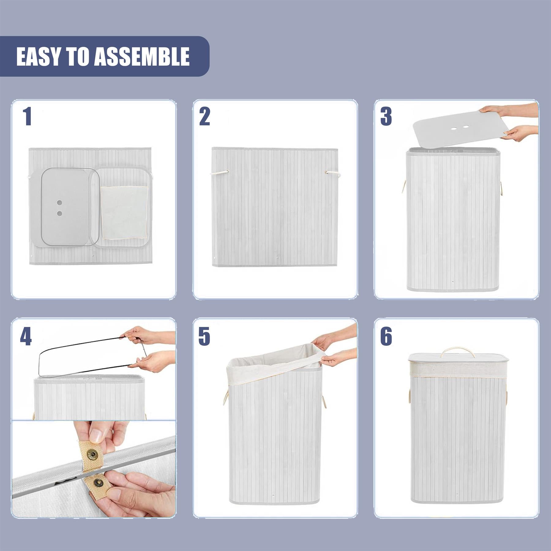 Round Bamboo Laundry Hamper with Lid, White by GEEZY - The Magic Toy Shop