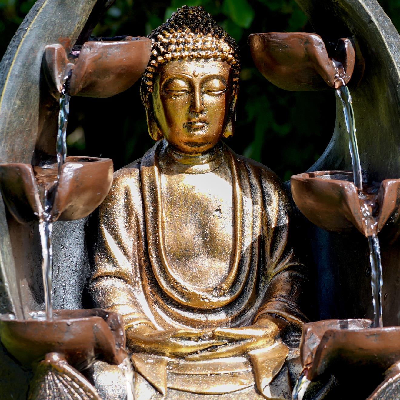 Golden Buddha Solar Water Feature Outdoor With LED by GEEZY - The Magic Toy Shop