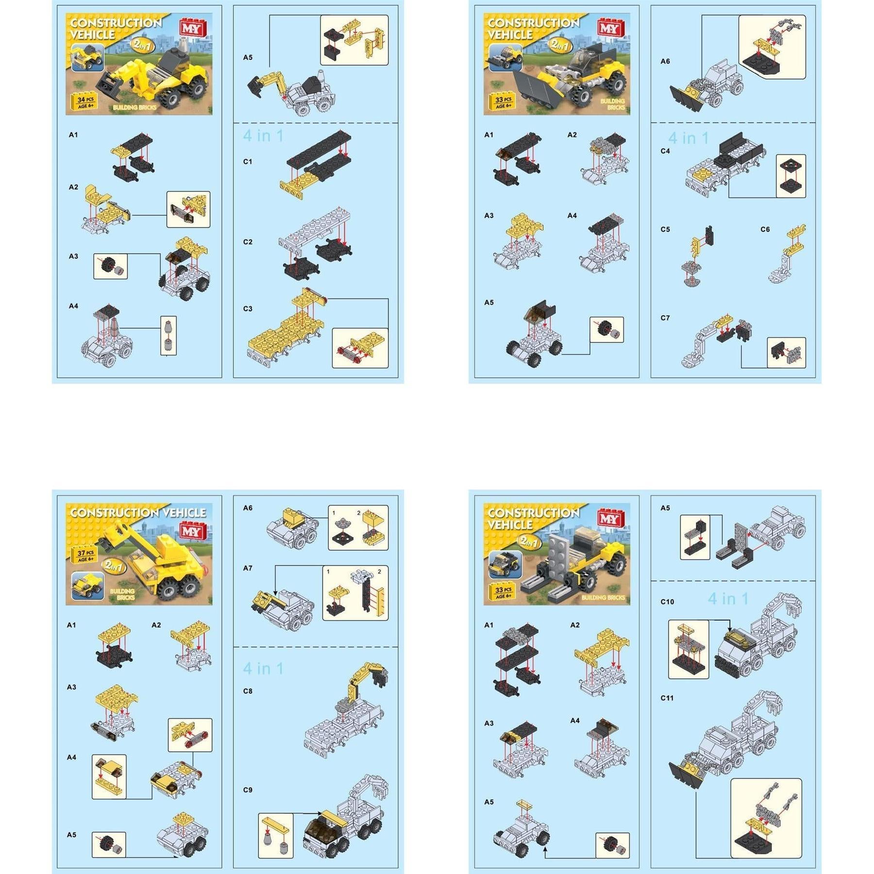 Construction Vehicles Building Bricks 2 in 1 by The Magic Toy Shop - The Magic Toy Shop