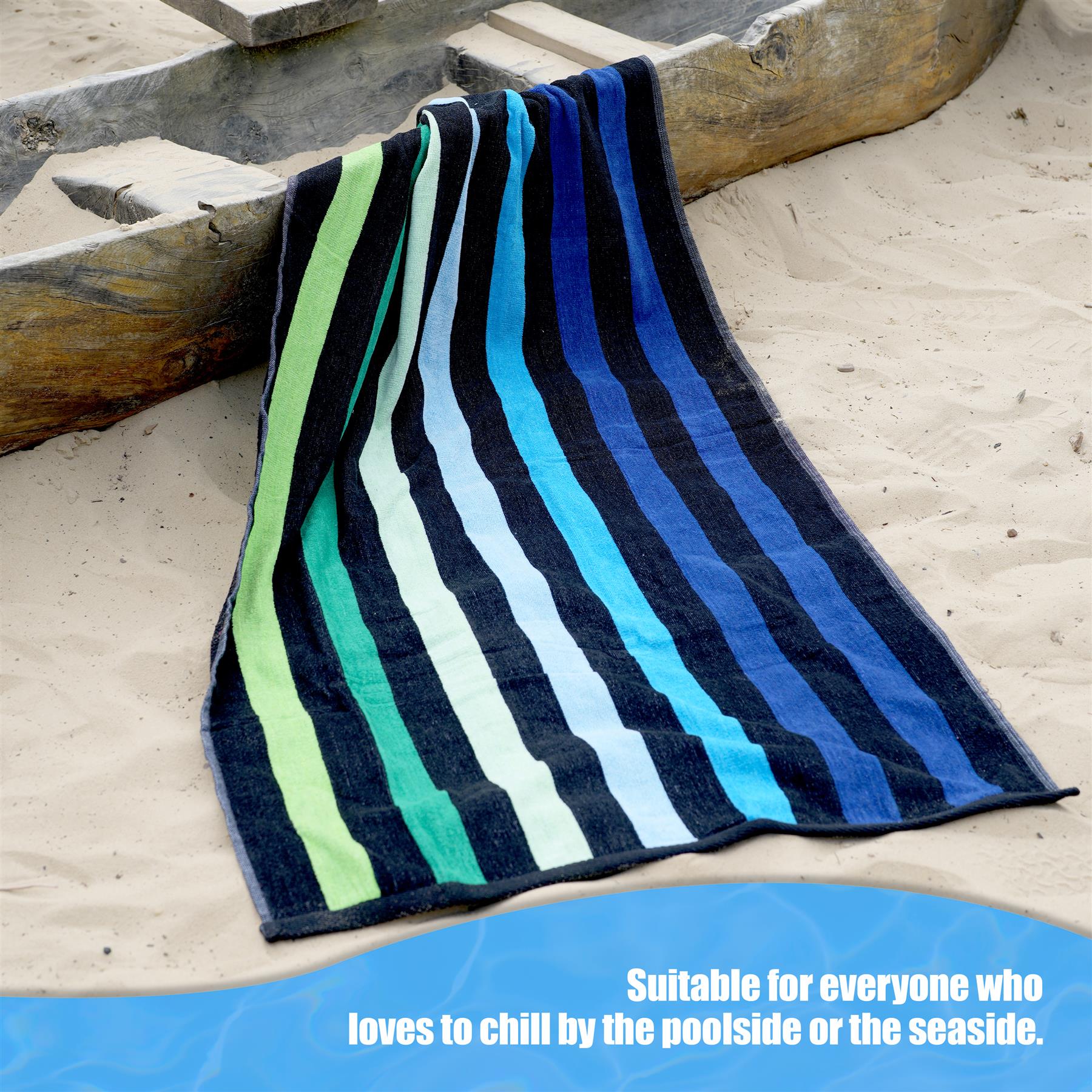 Velour Striped Beach Towel Blue Oasis by Geezy - The Magic Toy Shop