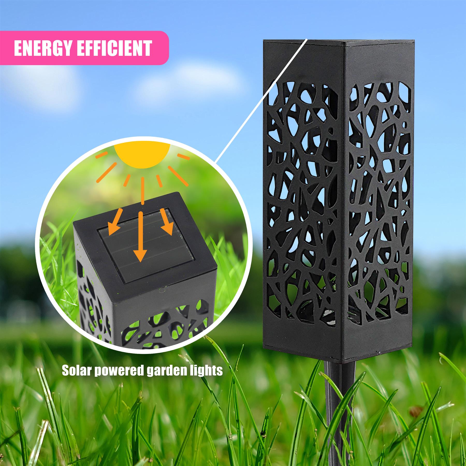 Solar Garden Pathway Stake Lights, Set of 3 – Warm White LED by GEEZY - The Magic Toy Shop