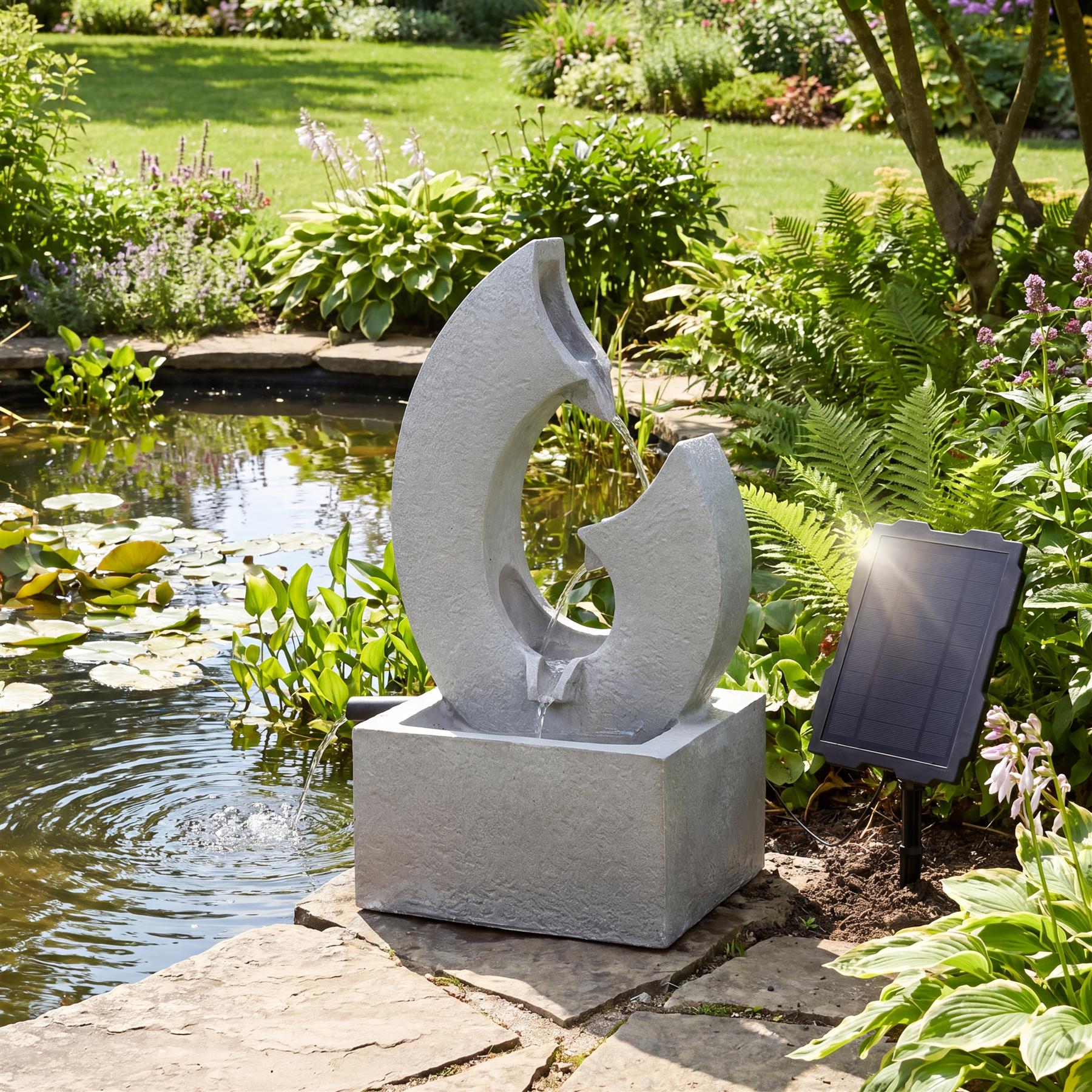 Horn Solar Water Feature with LED Lights