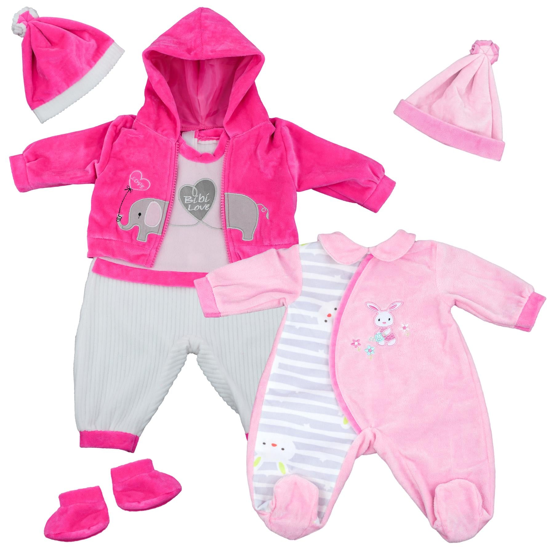 BiBi Outfits - Set of Two Doll Clothes (Pink Elephant & Pink) (50 cm / 20") by BiBi Doll - The Magic Toy Shop