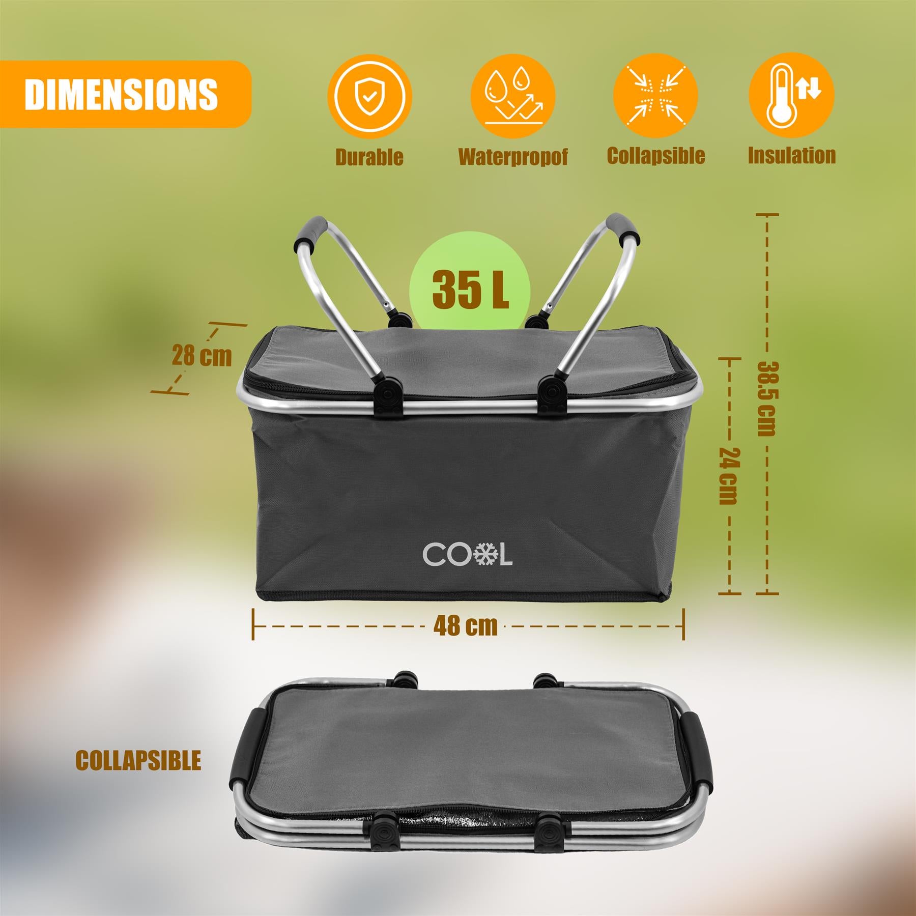 Grey Cooler Basket Bag by Geezy - The Magic Toy Shop