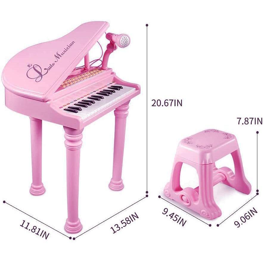 Pink Electronic Piano With Microphone and Stool by The Magic Toy Shop - The Magic Toy Shop