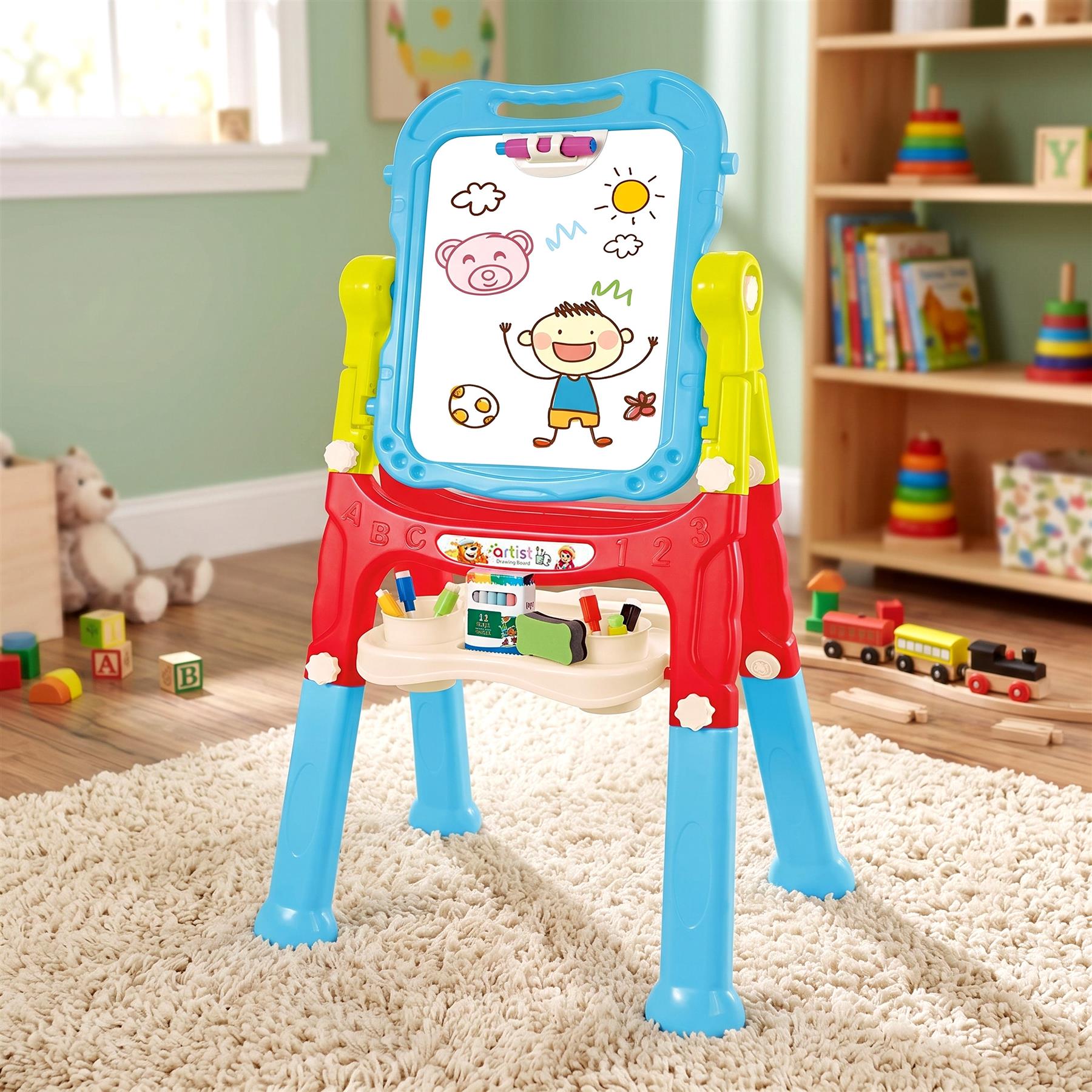 Blue Folding Double-Sided Magnetic Drawing Board