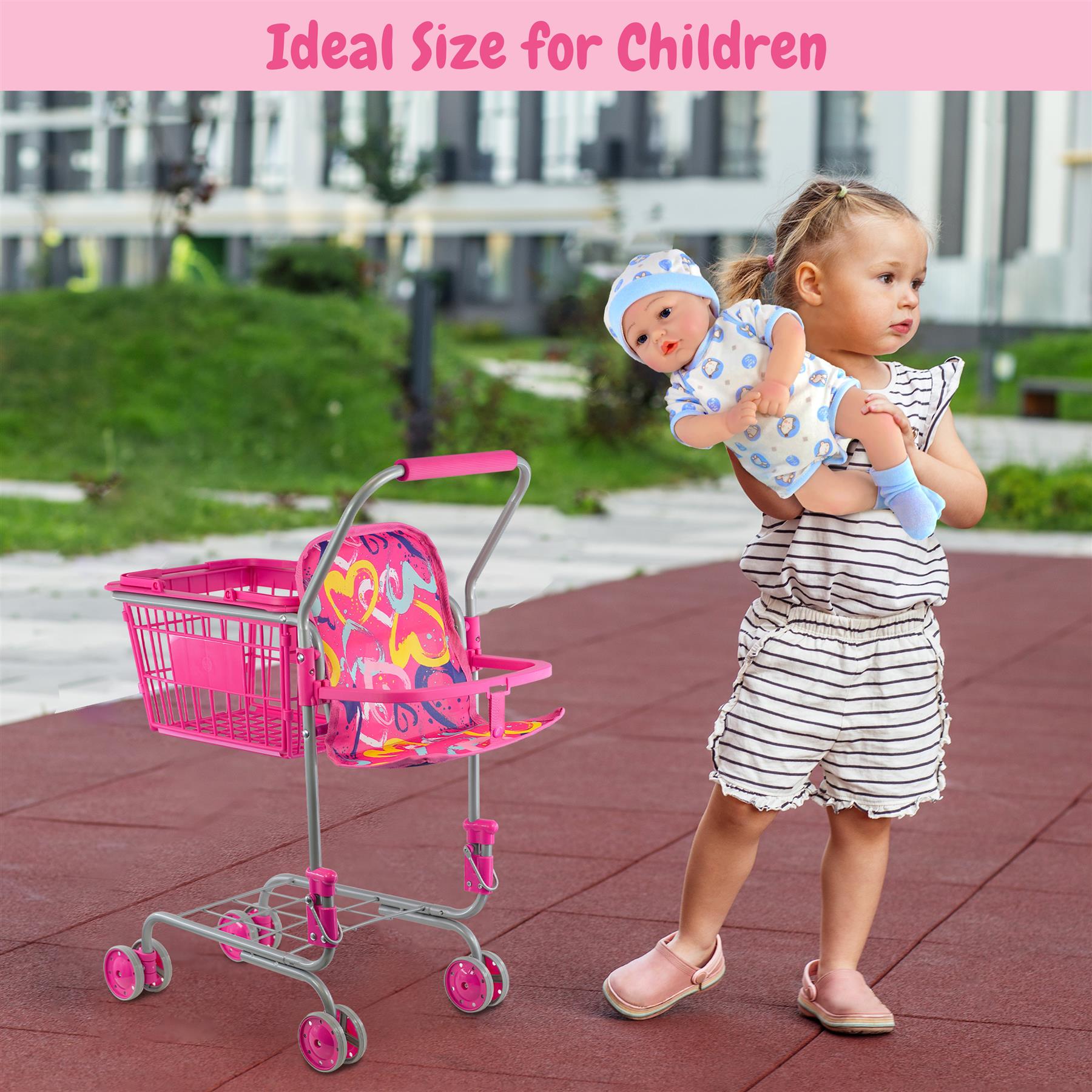Kids Shopping Trolley with Removable Basket & Doll Seat by BiBi Doll - The Magic Toy Shop