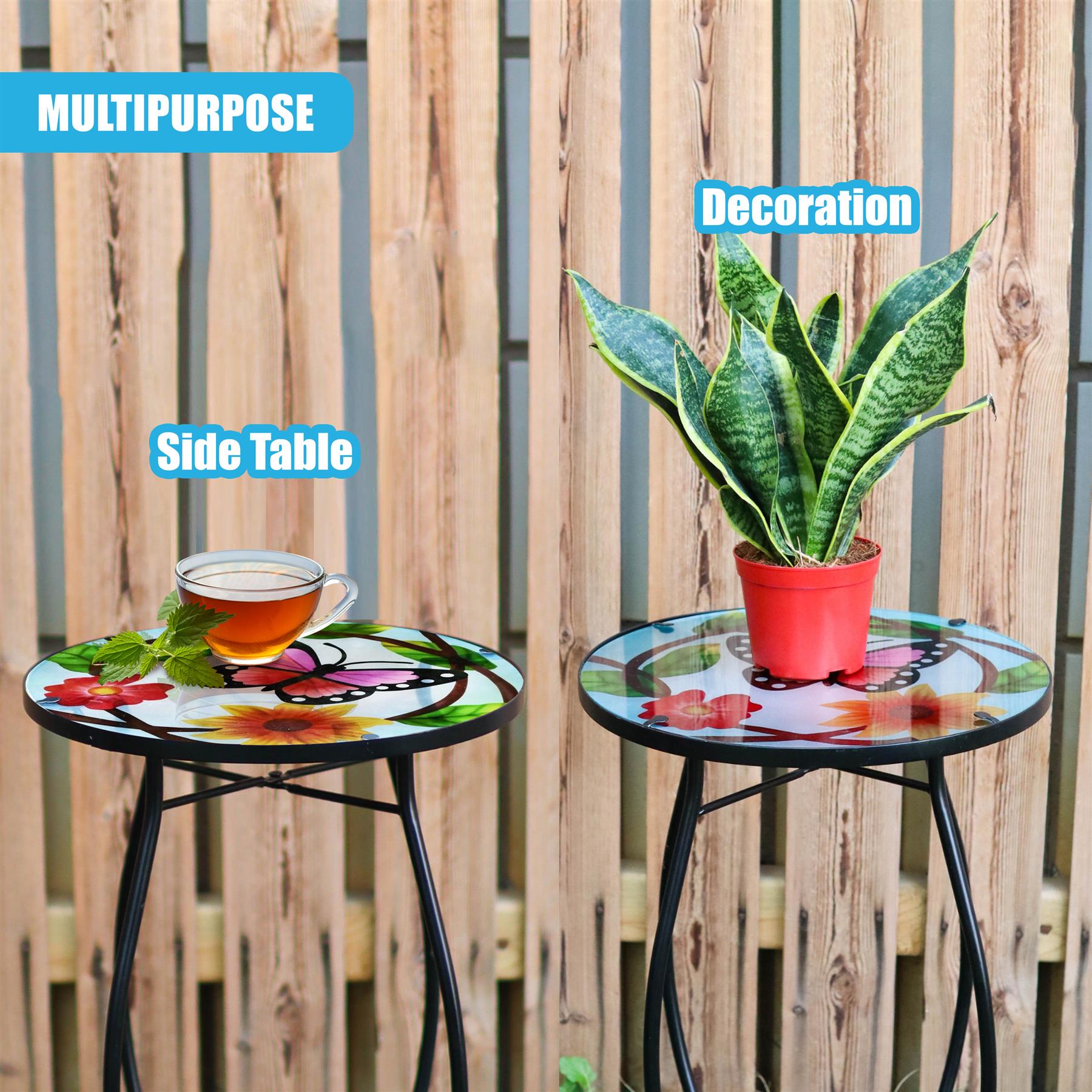 Round Side Mosaic Table With Small Butterfly Design by GEEZY - The Magic Toy Shop