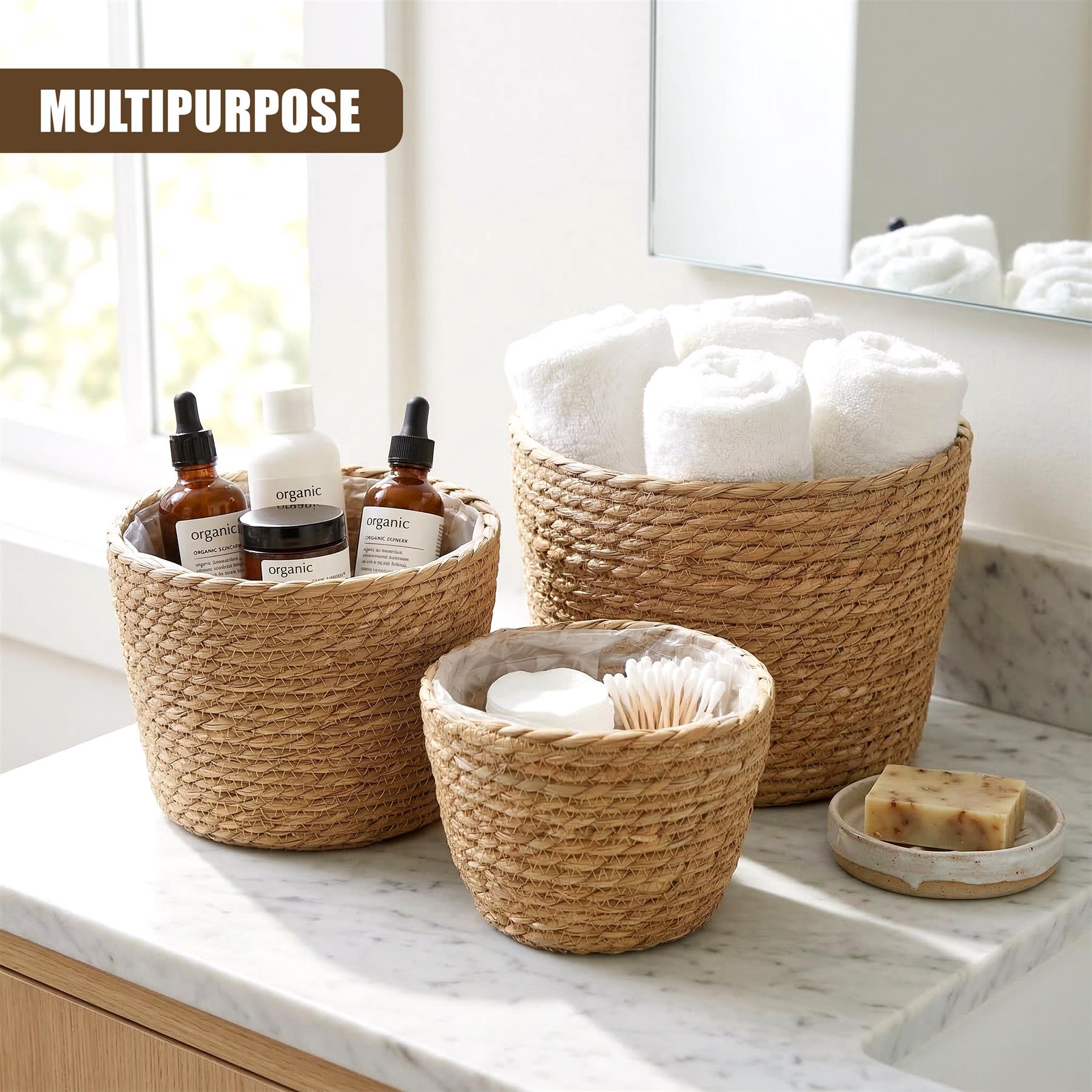 Set of 3 Wicker Planters