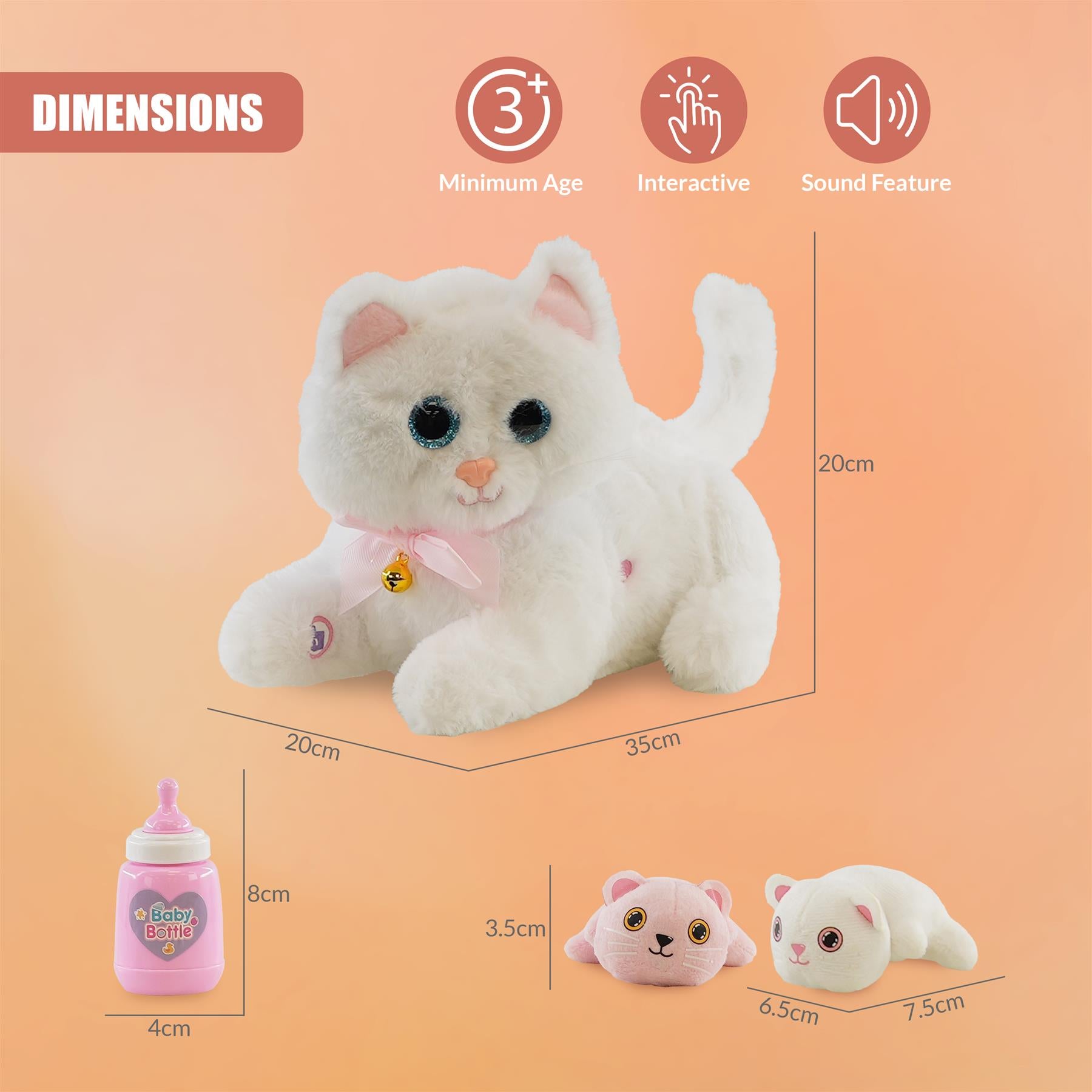 Interactive Plush Cat with 2 Kittens and Sounds by The Magic Toy Shop - The Magic Toy Shop