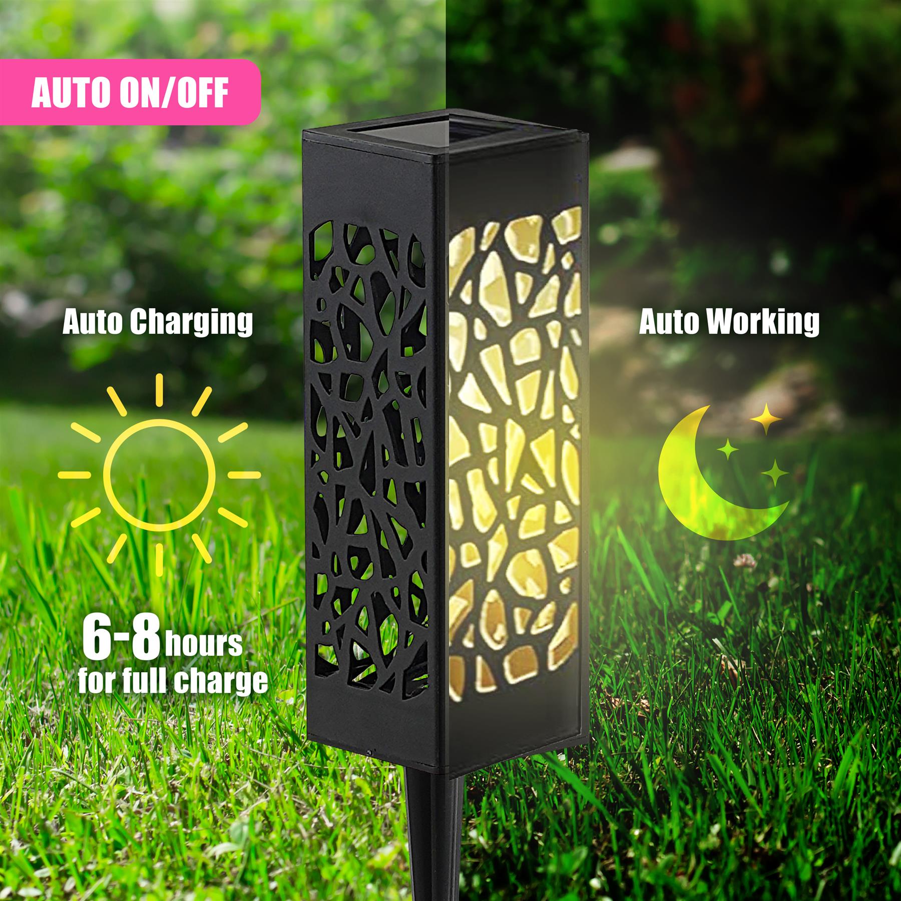 Solar Garden Pathway Stake Lights, Set of 3 – Warm White LED by GEEZY - The Magic Toy Shop