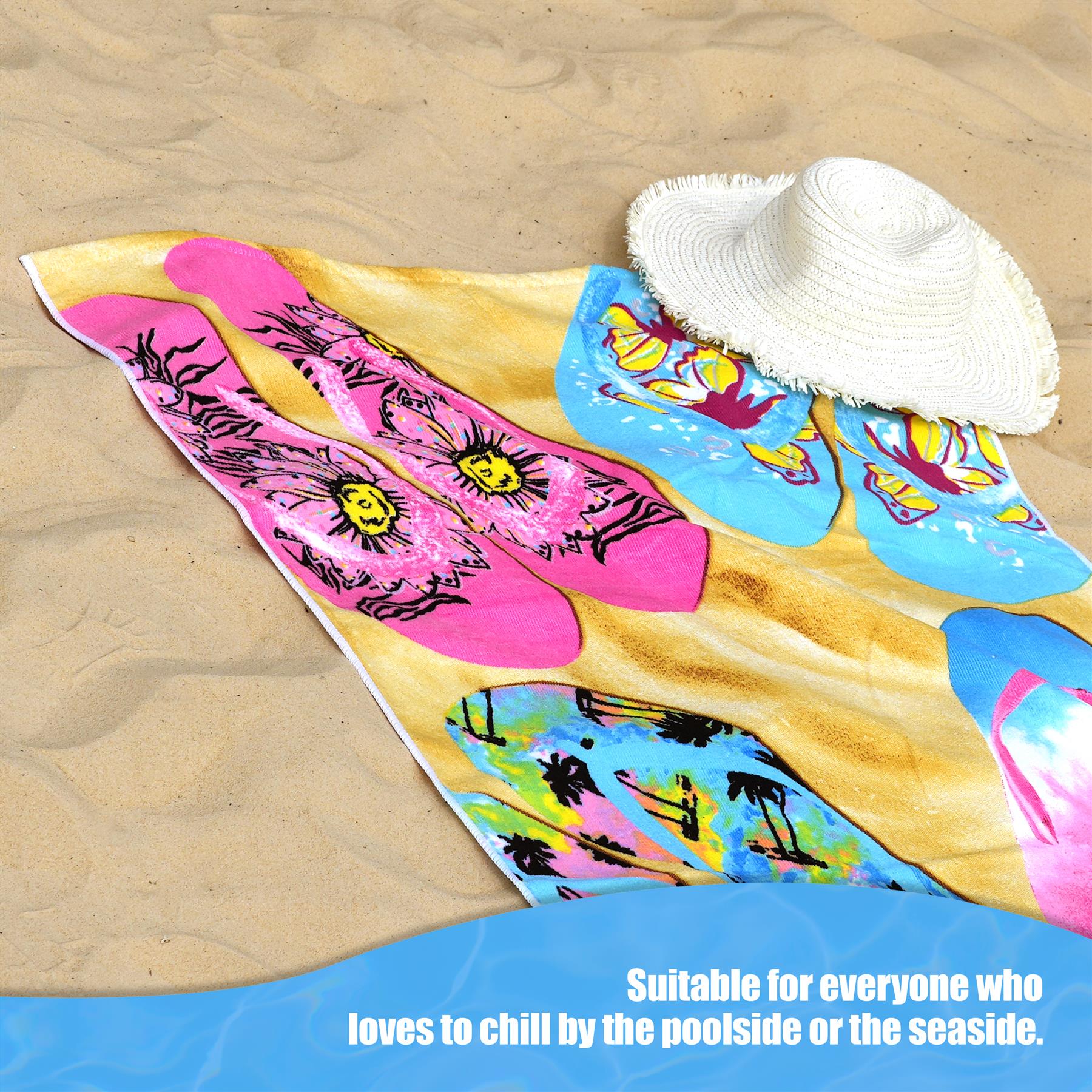 Beach Bath Towel Flip Flop Design Microfibre Towel by GEEZY - The Magic Toy Shop
