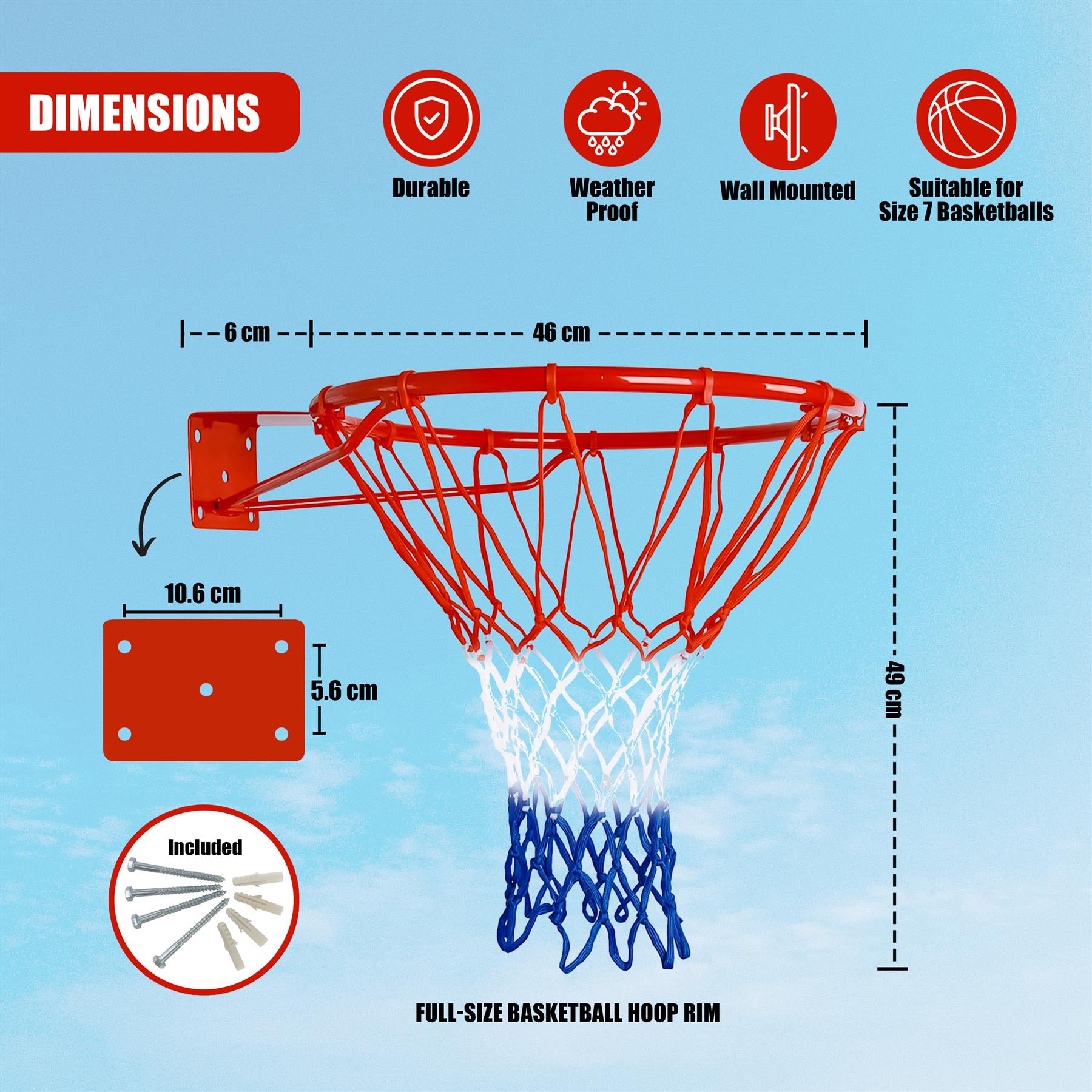 Basketball Hoop with Net - Wall-mounted by FastFold - The Magic Toy Shop