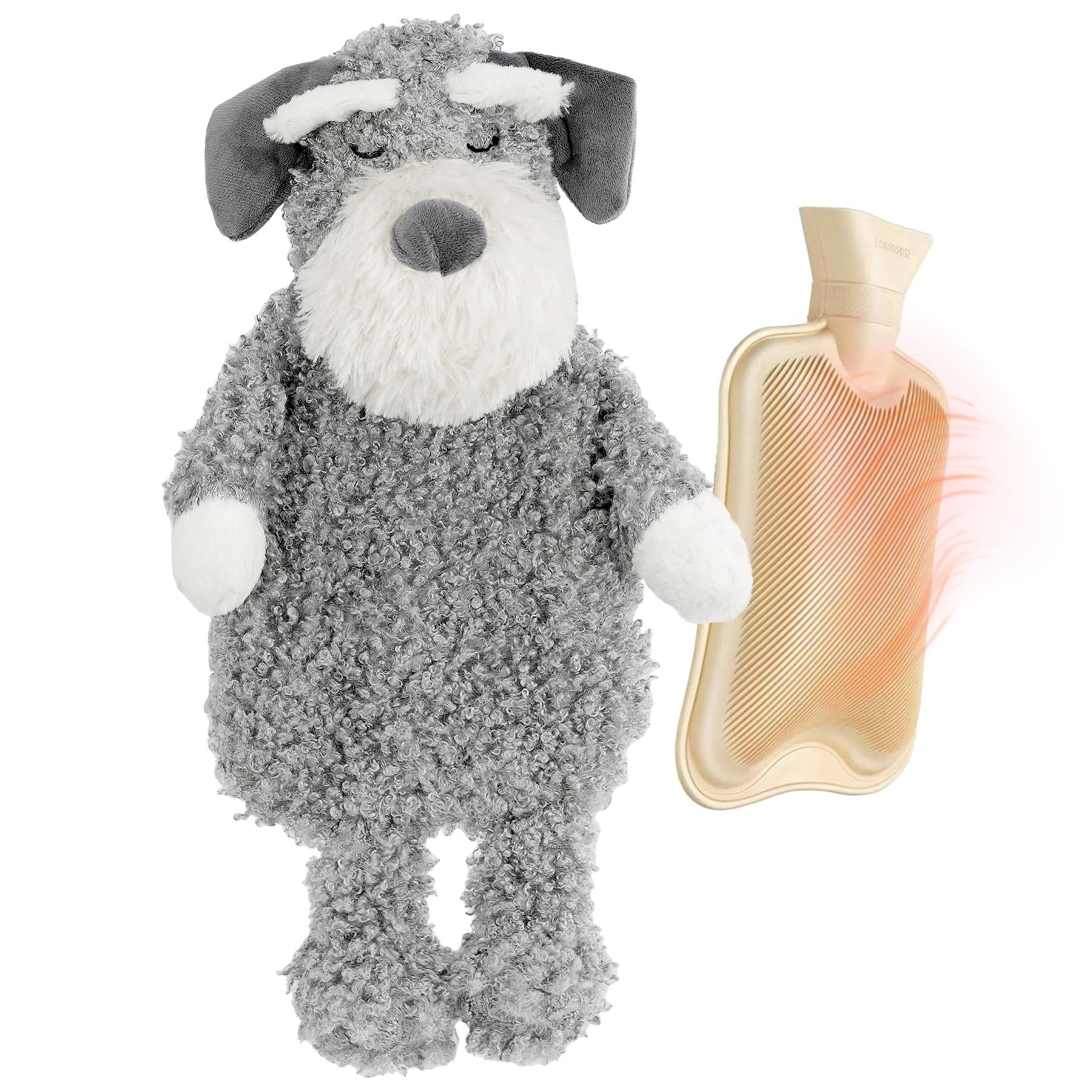 Hot Water Bottle With Plush Fluffy Cover 1L (Grey) by GEEZY - The Magic Toy Shop