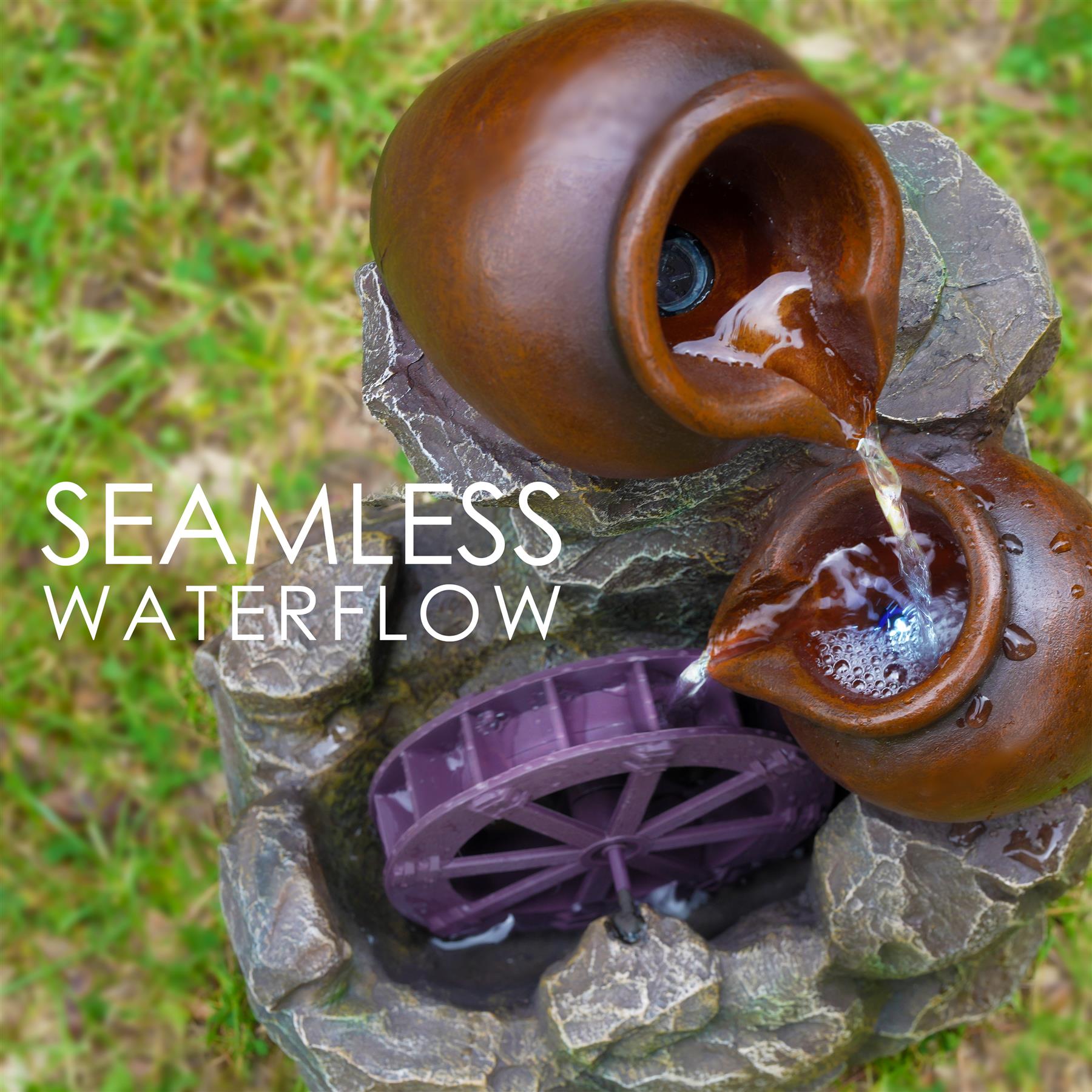 Cartwheel Solar Water Feature Outdoor With LED by GEEZY - The Magic Toy Shop