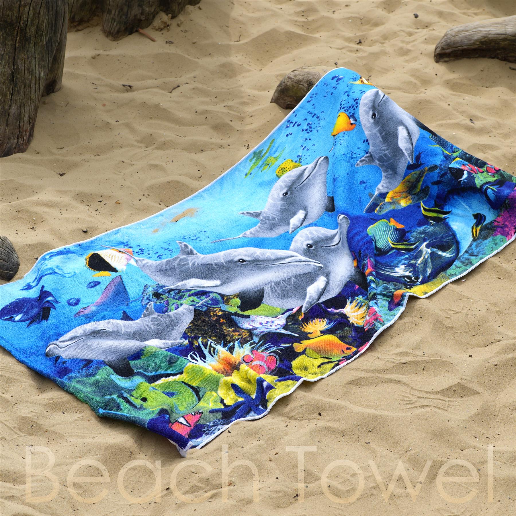 Dolphins Design Large Towel by GEEZY - The Magic Toy Shop