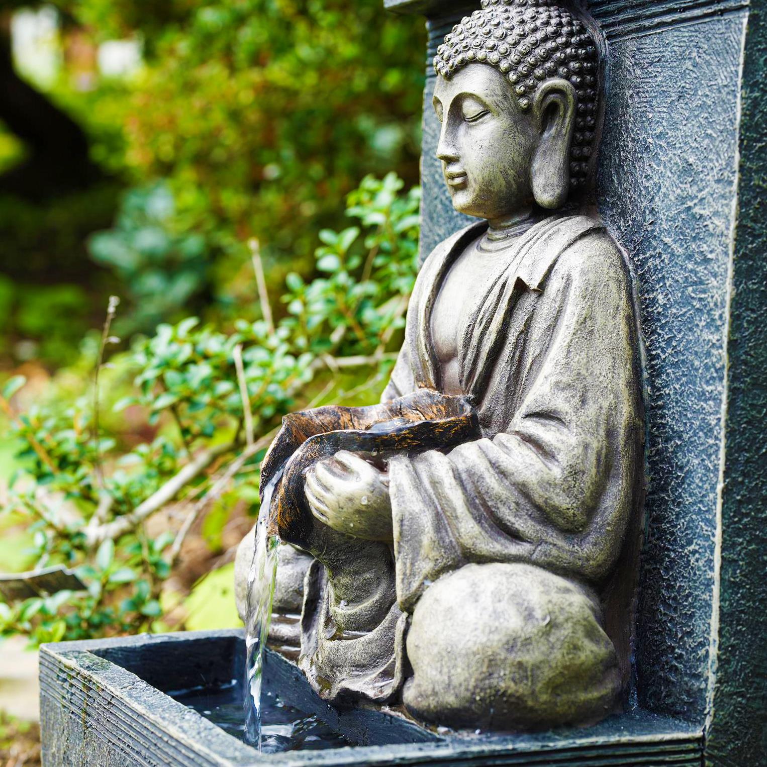 Solar Water Fountain Stone Buddha by GEEZY - The Magic Toy Shop