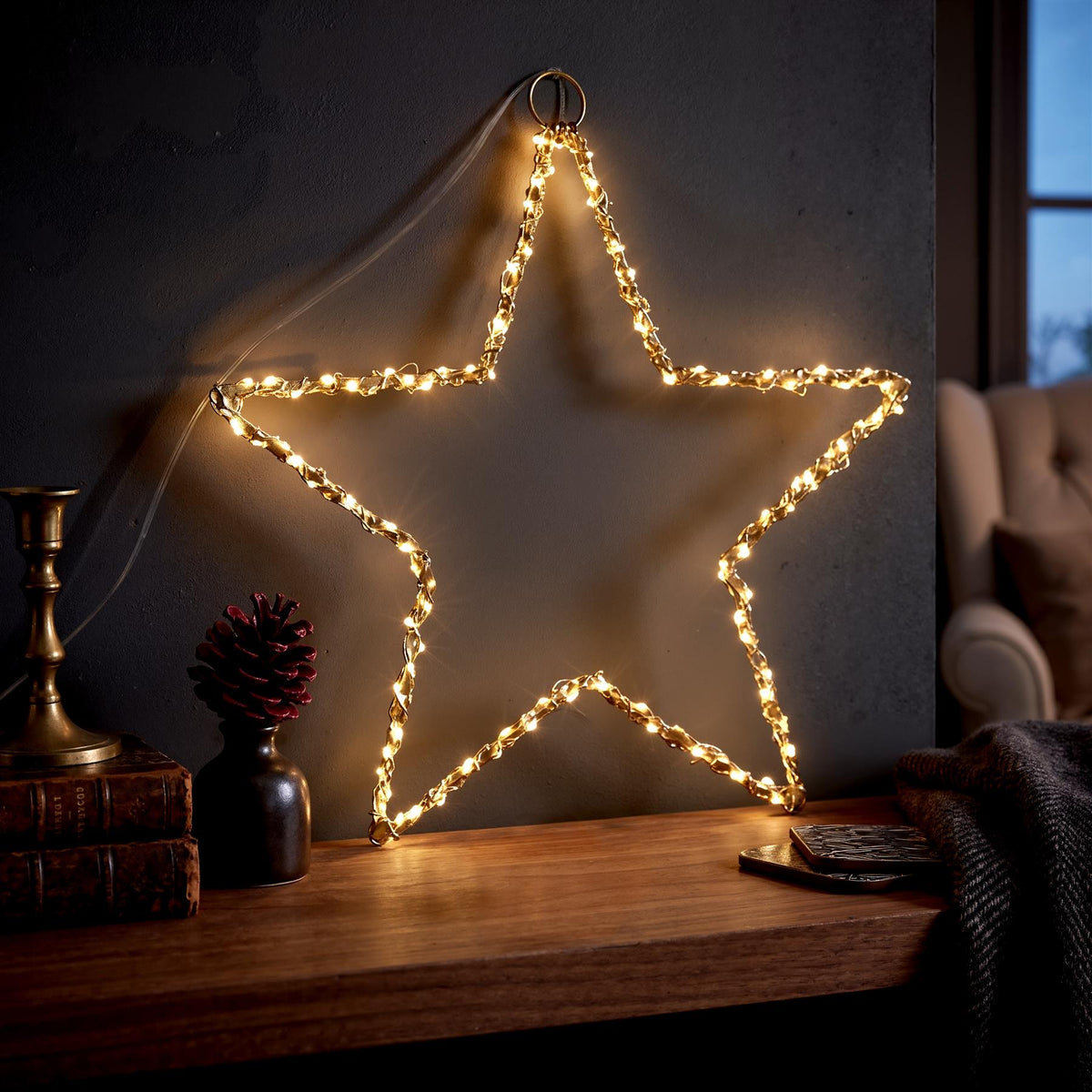 Star LED Fairy Light Gold Wire 30cm