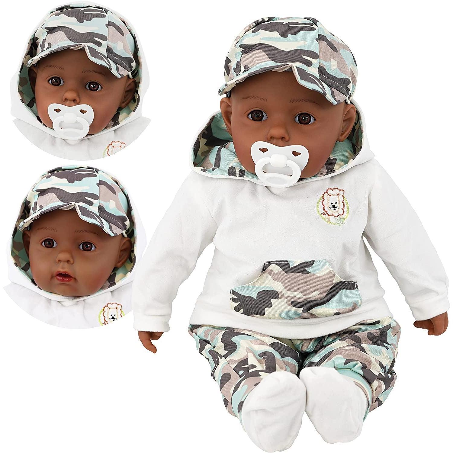 BiBi Black Baby Doll "Grean Pea" (Camo) (50 cm / 20") by BiBi Doll - The Magic Toy Shop