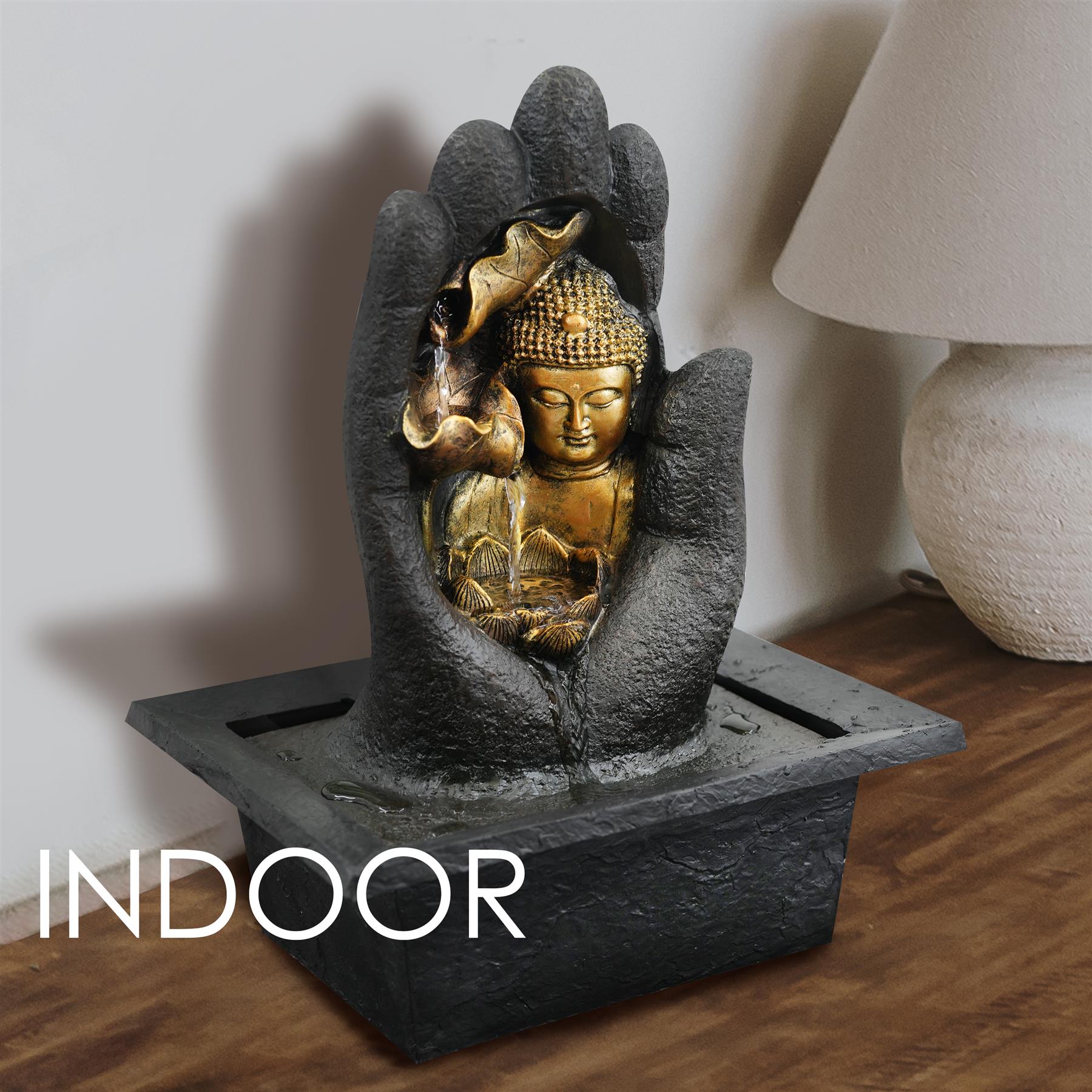 Hand Buddha Water Feature Indoor With LED by GEEZY - The Magic Toy Shop