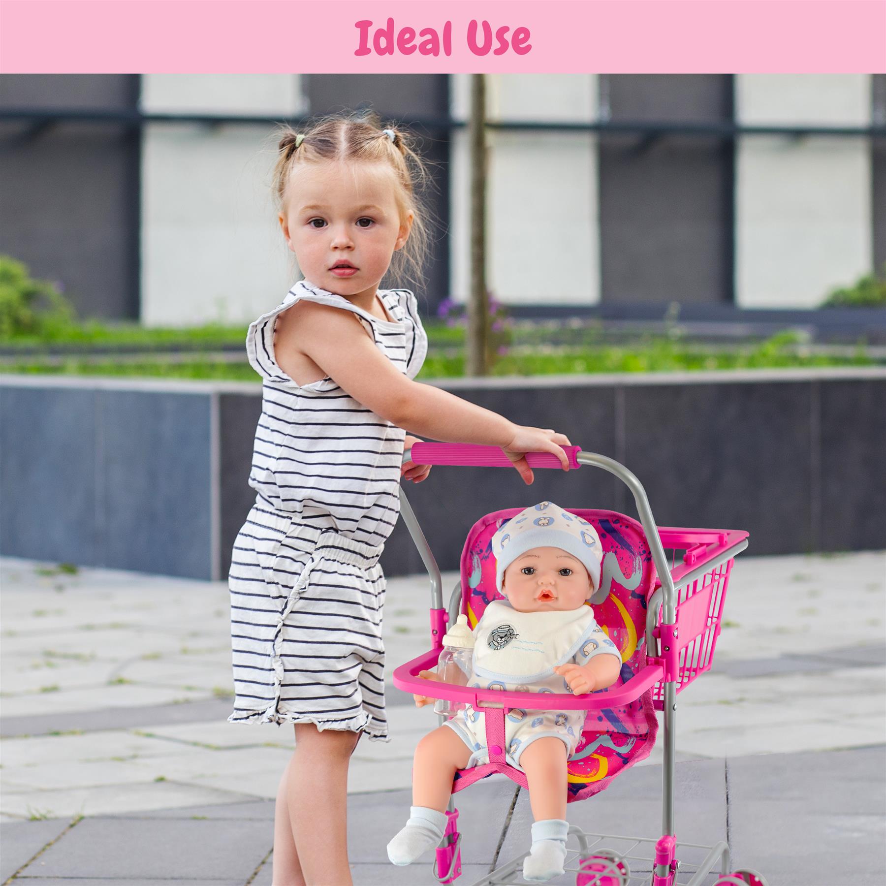 Kids Shopping Trolley with Removable Basket & Doll Seat by BiBi Doll - The Magic Toy Shop