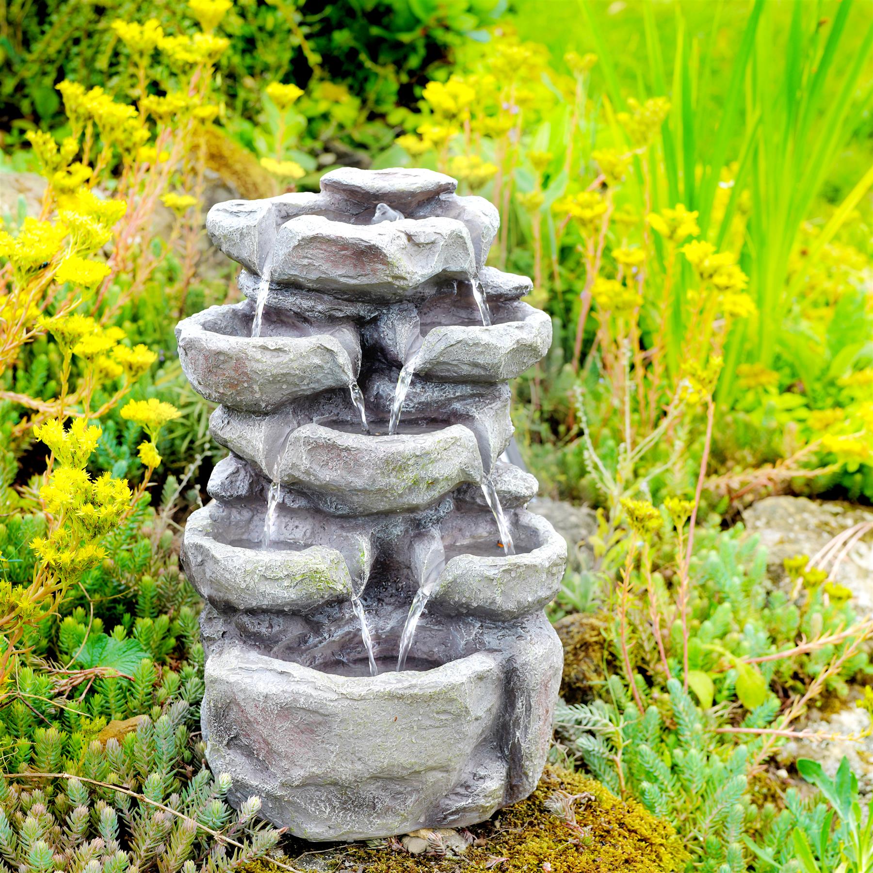 Rock Solar Water Feature Outdoor With LED by GEEZY - The Magic Toy Shop