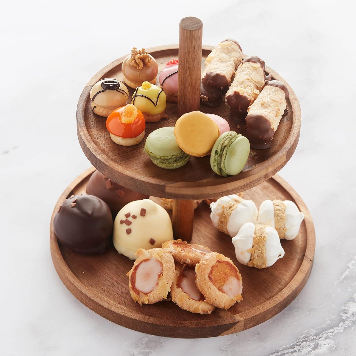 2-Tier Acacia Wooden Afternoon Tea Stand by GEEZY - The Magic Toy Shop