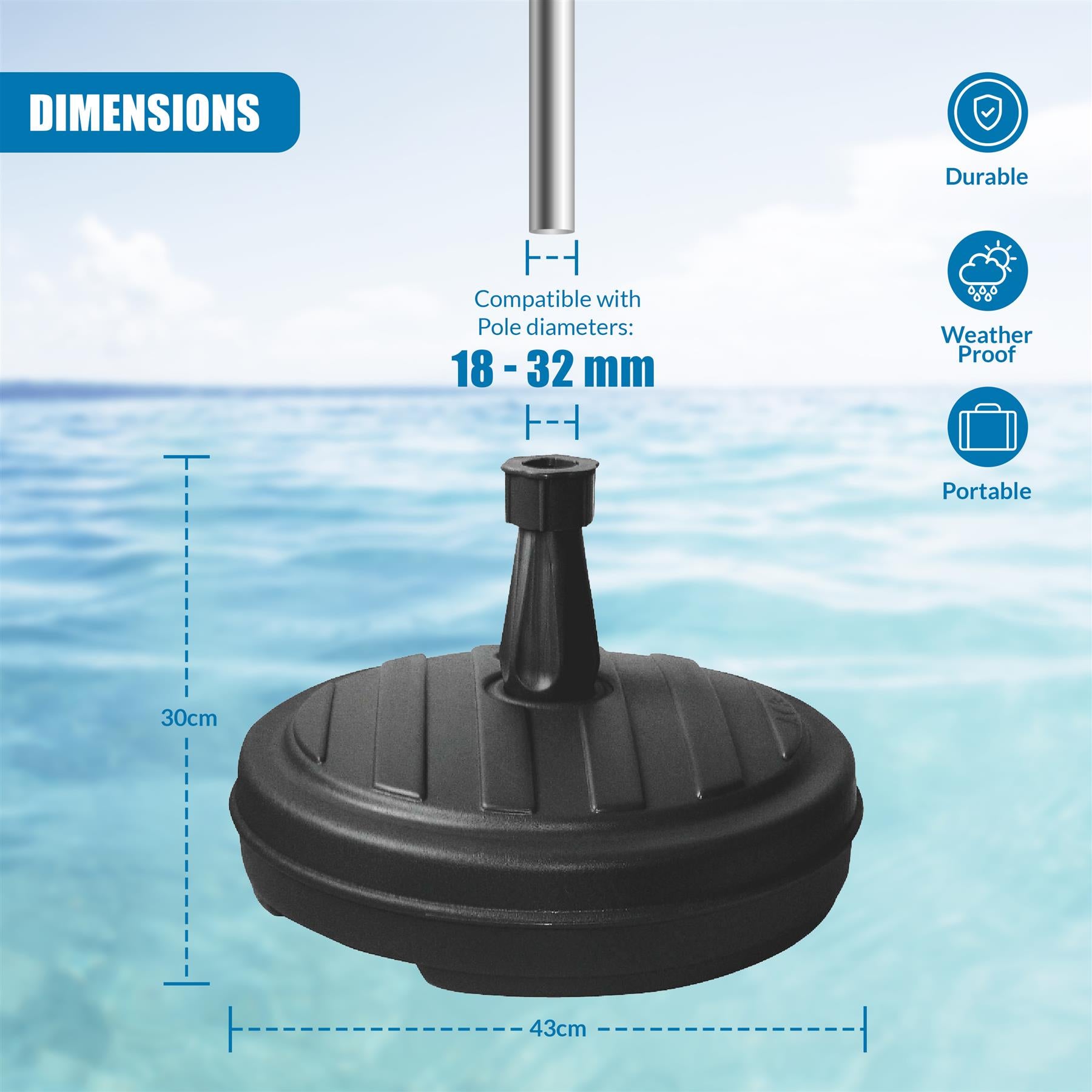 Black Parasol Base, 13L