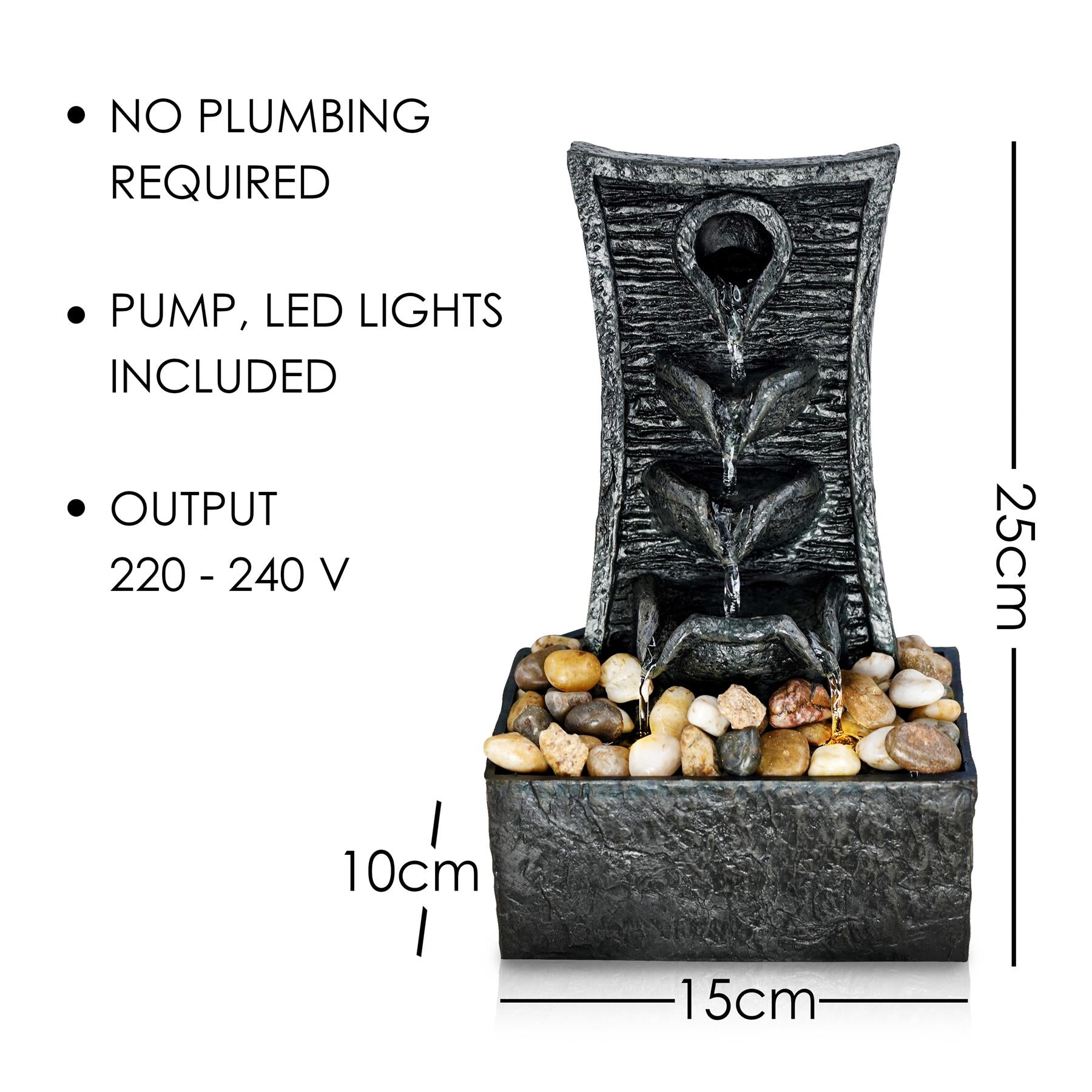 Tiers Water Feature Indoor With LED by GEEZY - The Magic Toy Shop