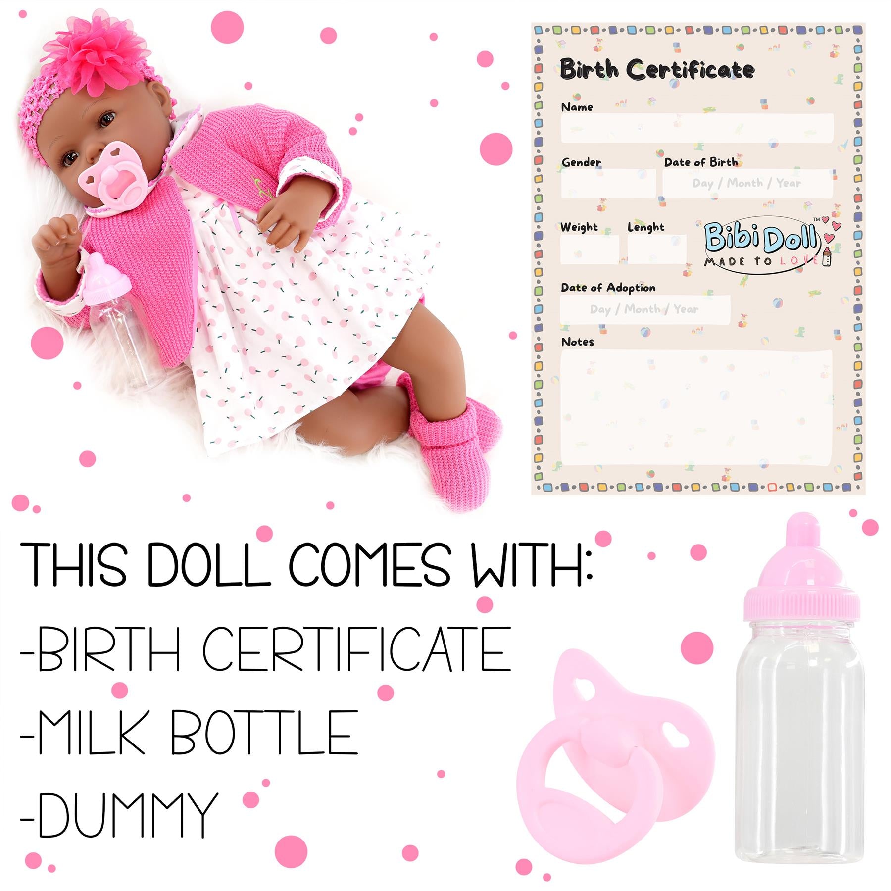 BiBi Black Doll Reborn Ethnic "Blossom" (50 cm / 20") by BiBi Doll - The Magic Toy Shop