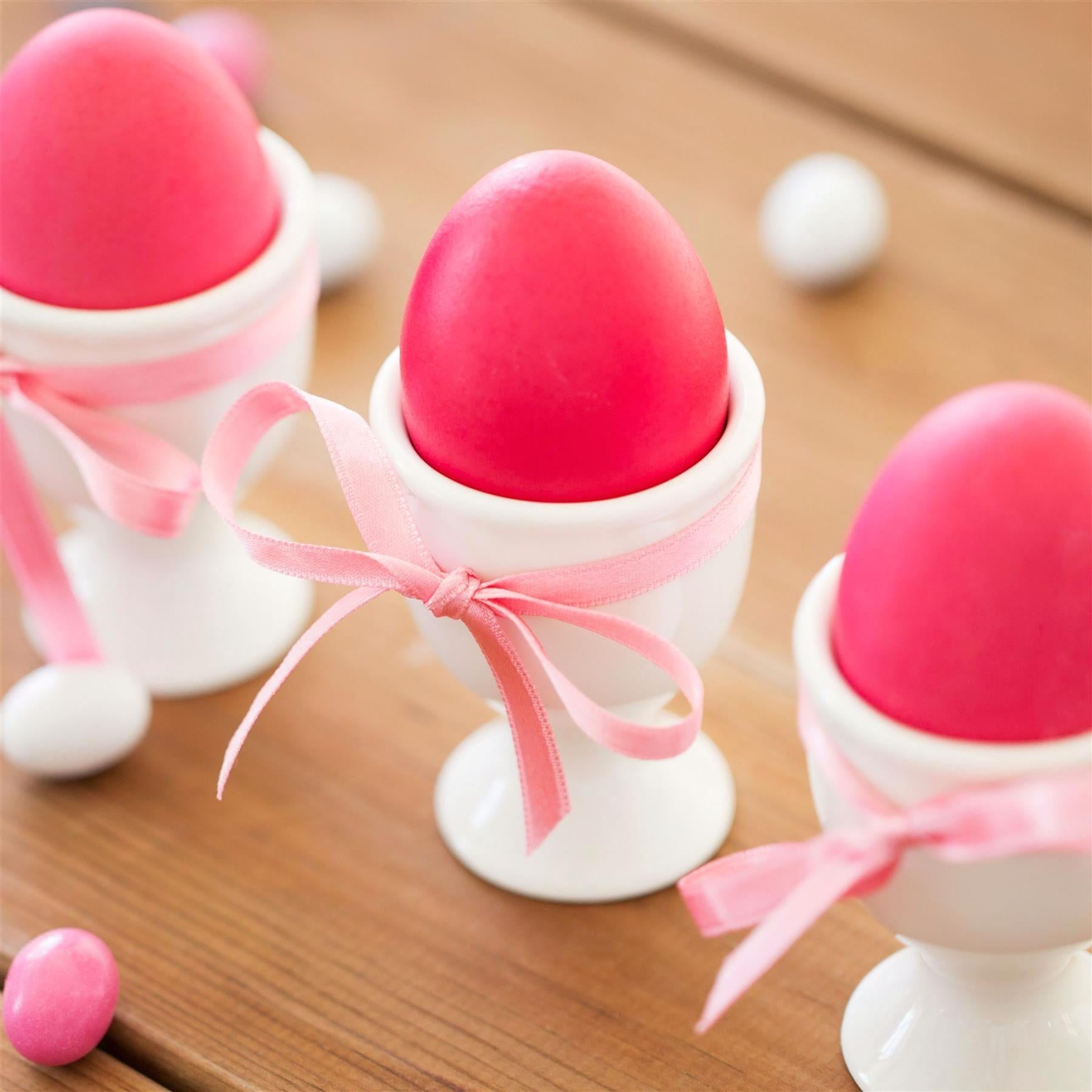 Set of 4 Ceramic Egg Cups with Spoons