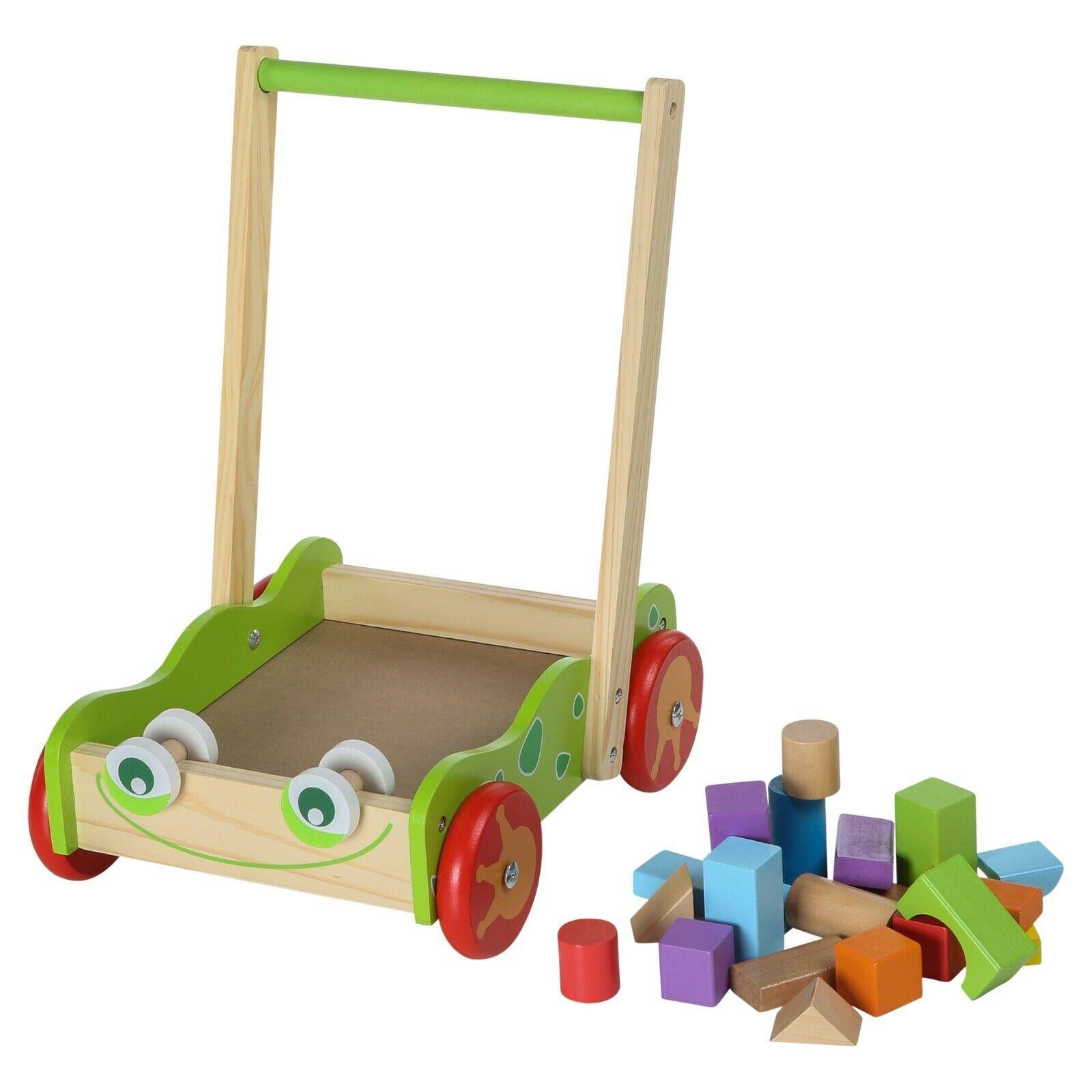 Baby Wooden Walker and Building Bricks Set by The Magic Toy Shop - The Magic Toy Shop
