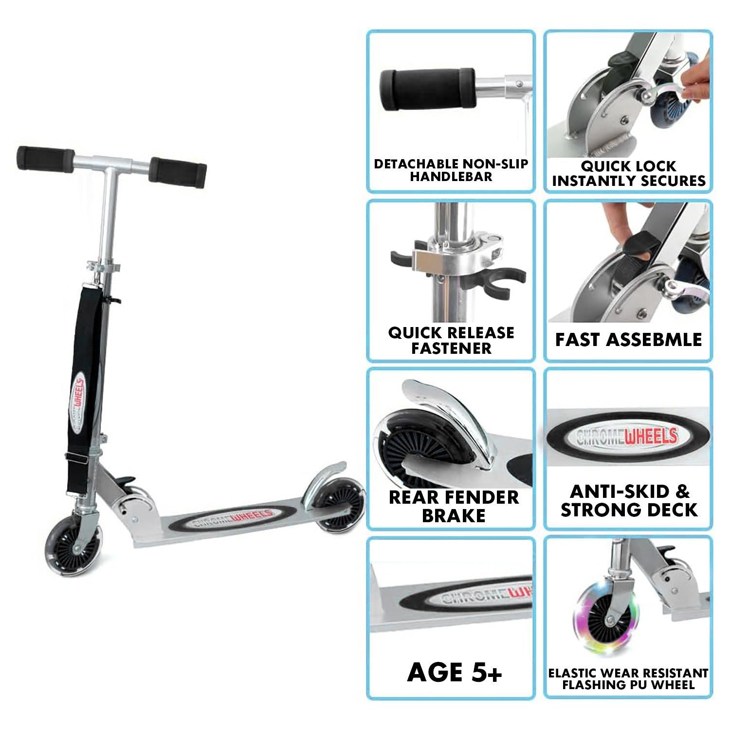 Foldable Kids Scooter Black by The Magic Toy Shop - The Magic Toy Shop