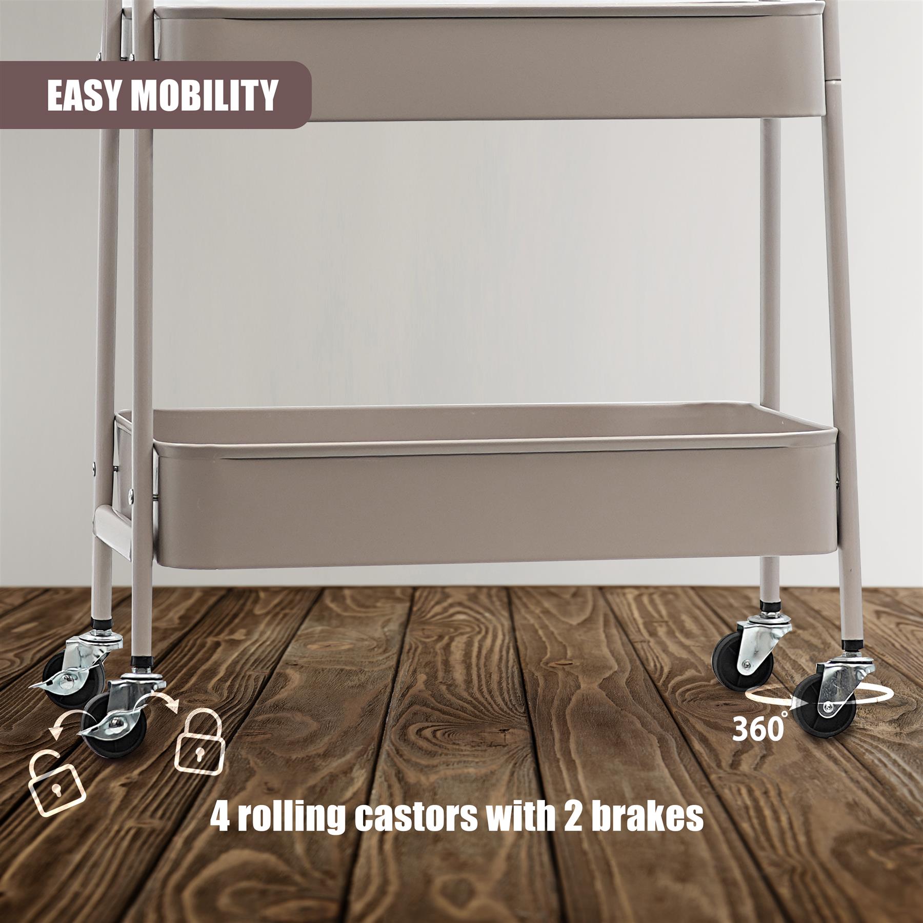 3 Tier Storage Trolley on Wheels by GEEZY - The Magic Toy Shop