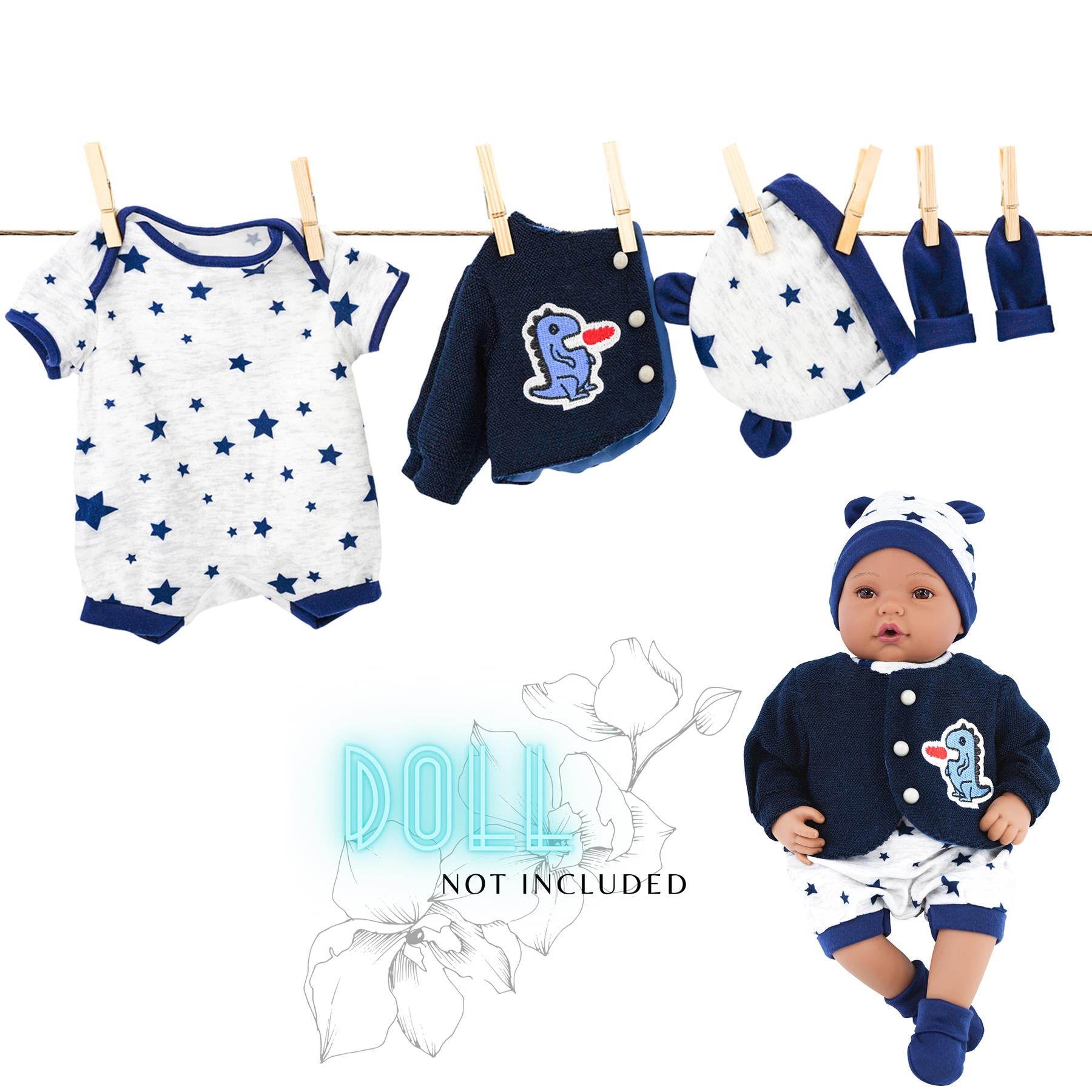 BiBi Outfits - Reborn Doll Clothes (Navy) (50 cm / 20") by BiBi Doll - The Magic Toy Shop