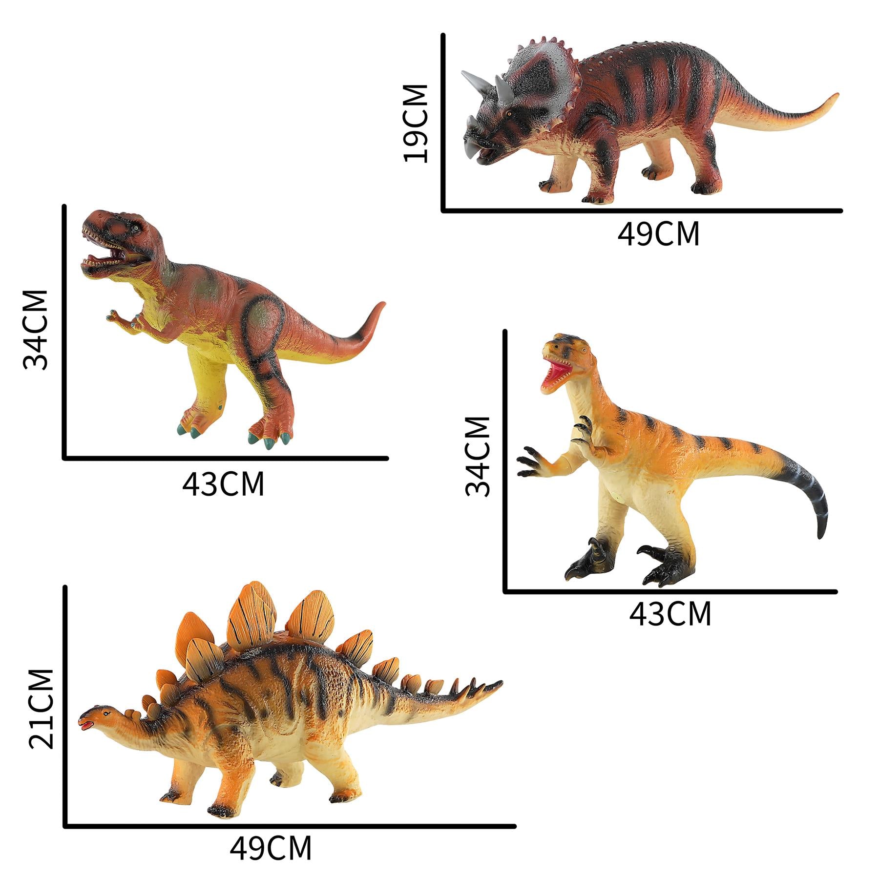 Large Dinosaurs Figures Set of 4 by The Magic Toy Shop - The Magic Toy Shop