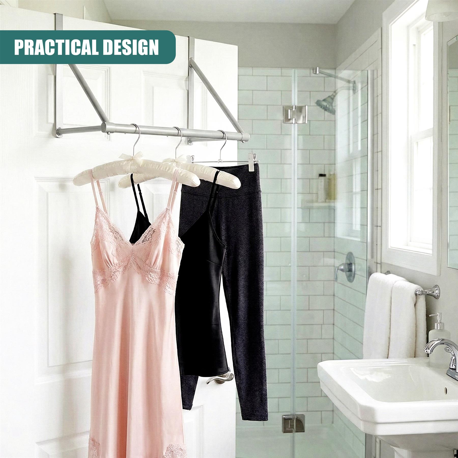 A compact, wall-mounted drying rack for hanging and drying clothes, featuring a sturdy design and multiple hooks for easy use. - The Magic Toy Shop