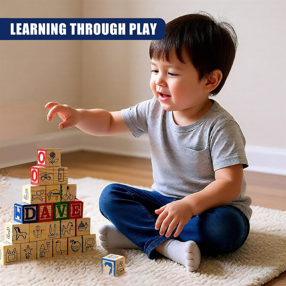 Wooden Block Set ABC 123 Number Block Set