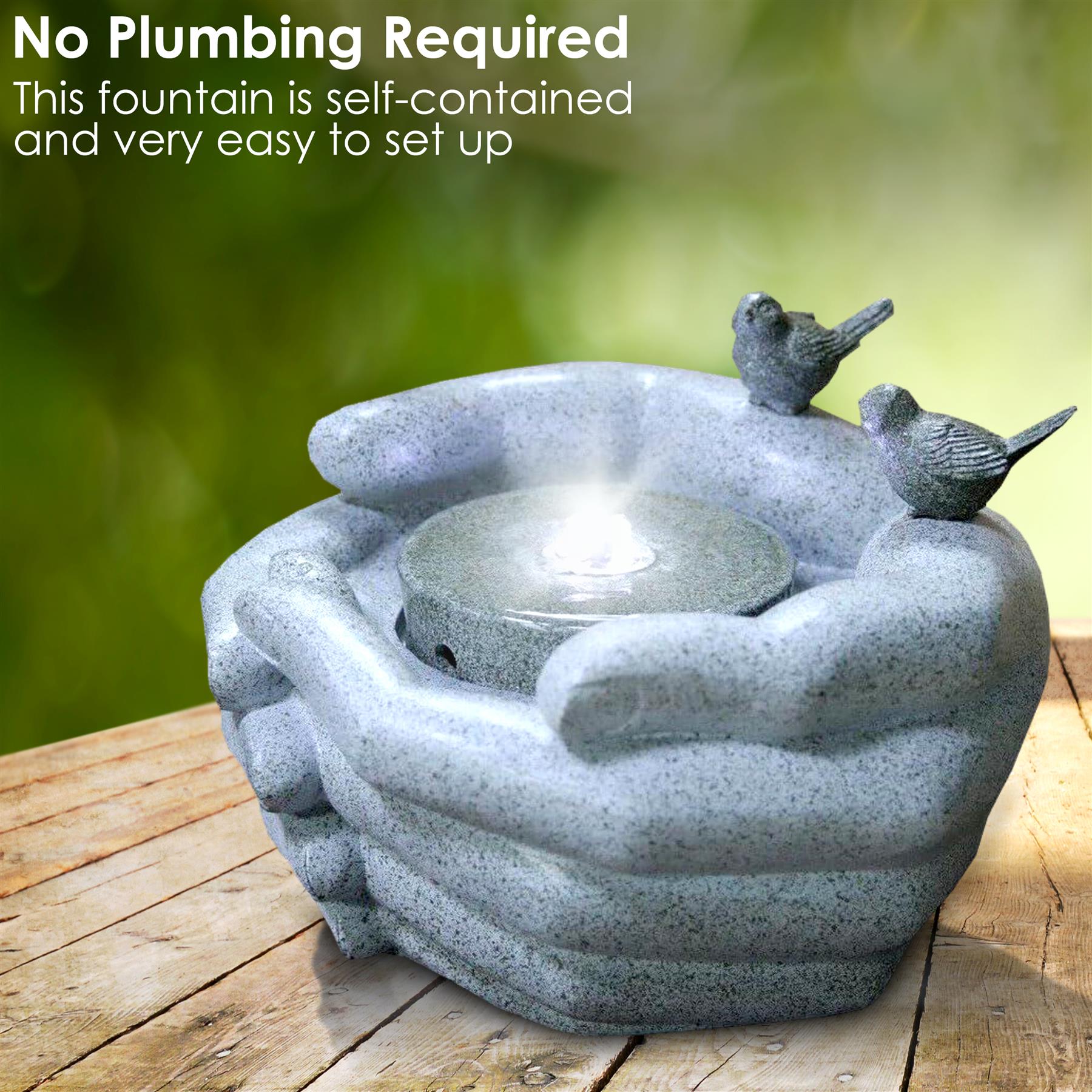 Cupped Hands Water Feature Outdoor With LED by GEEZY - The Magic Toy Shop