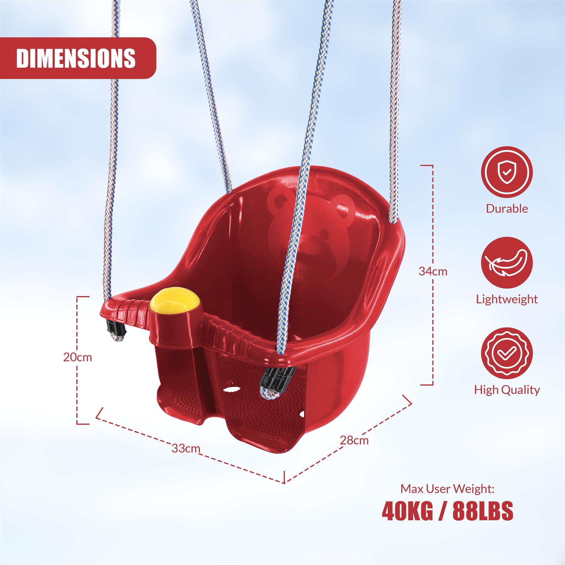 Red Children's Safety Swing Seat by MTS - The Magic Toy Shop