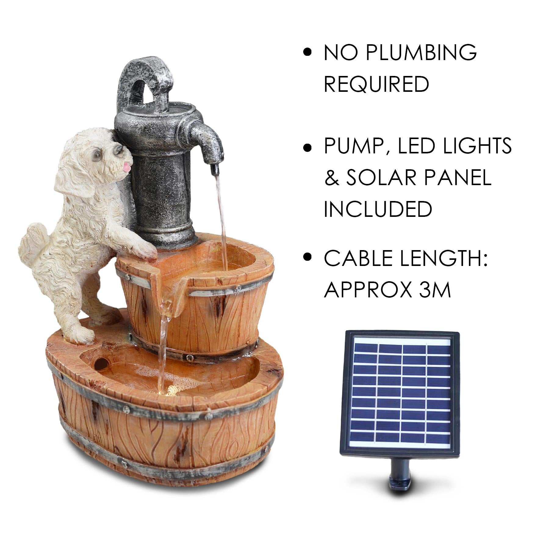 Puppy Solar Water Feature Outdoor With LED by GEEZY - The Magic Toy Shop
