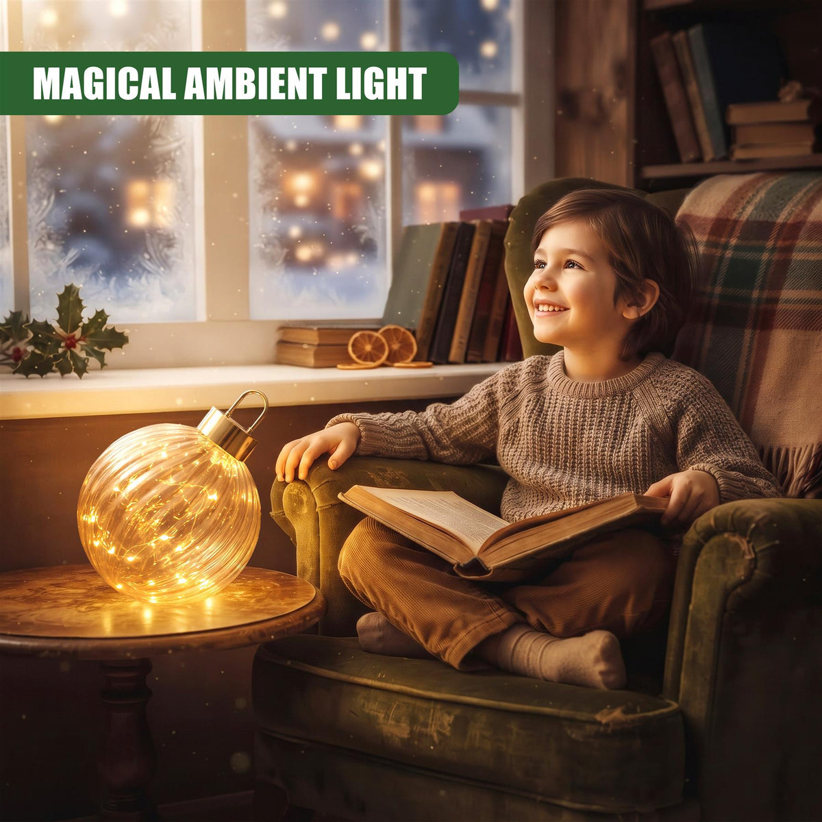 Light Up Glass Bauble, 20cm