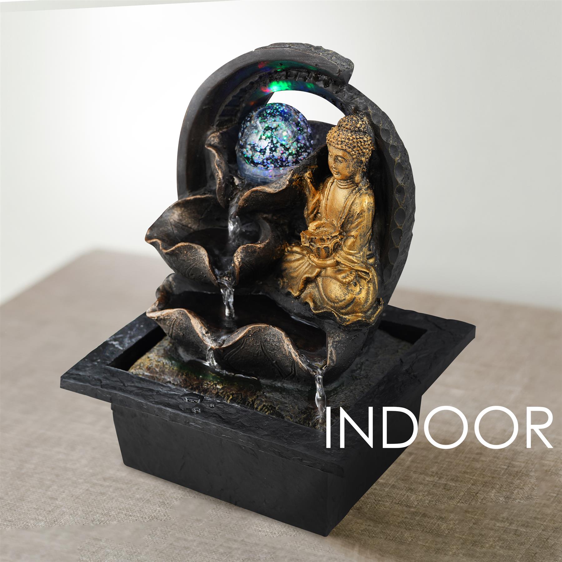Buddha Crystal Ball Water Feature Indoor With LED by GEEZY - The Magic Toy Shop