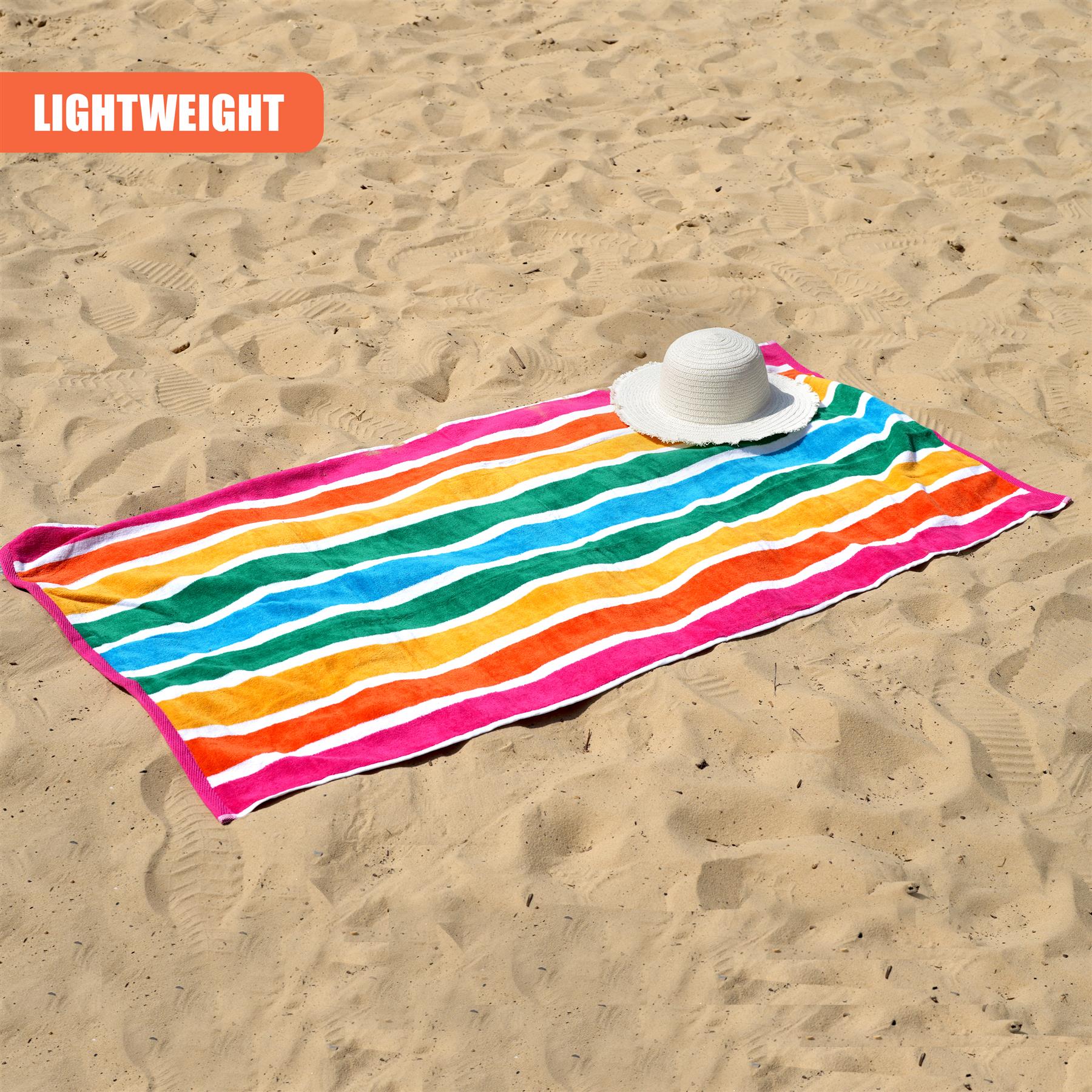 Large Velour Striped Beach Towel (Tropical Burst) by Geezy - The Magic Toy Shop