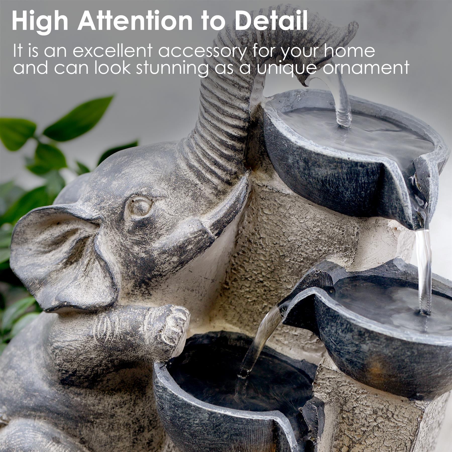 Elephant and Bowls Water Feature Indoor With LED by Geezy - The Magic Toy Shop