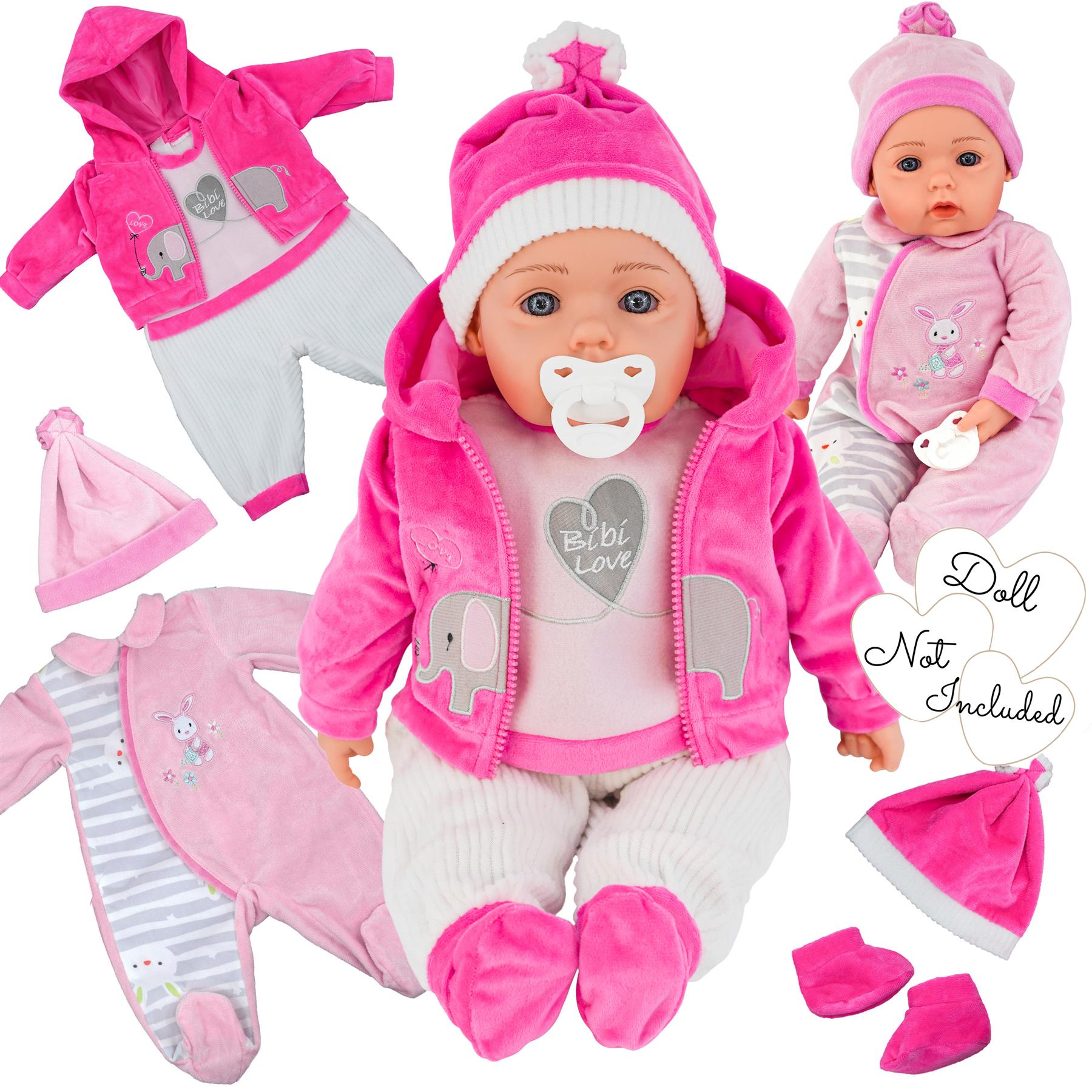 BiBi Outfits - Set of Two Doll Clothes (Pink Elephant & Pink) (50 cm / 20") by BiBi Doll - The Magic Toy Shop