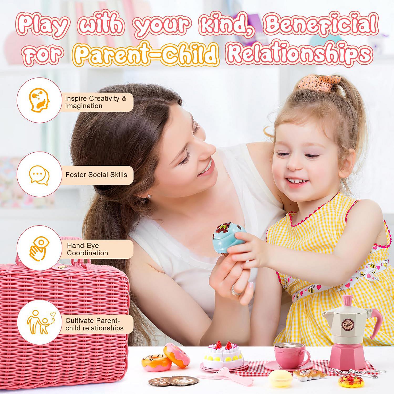 Kids Tea Party Set Picnic Basket with Handles by The Magic Toy Shop - The Magic Toy Shop