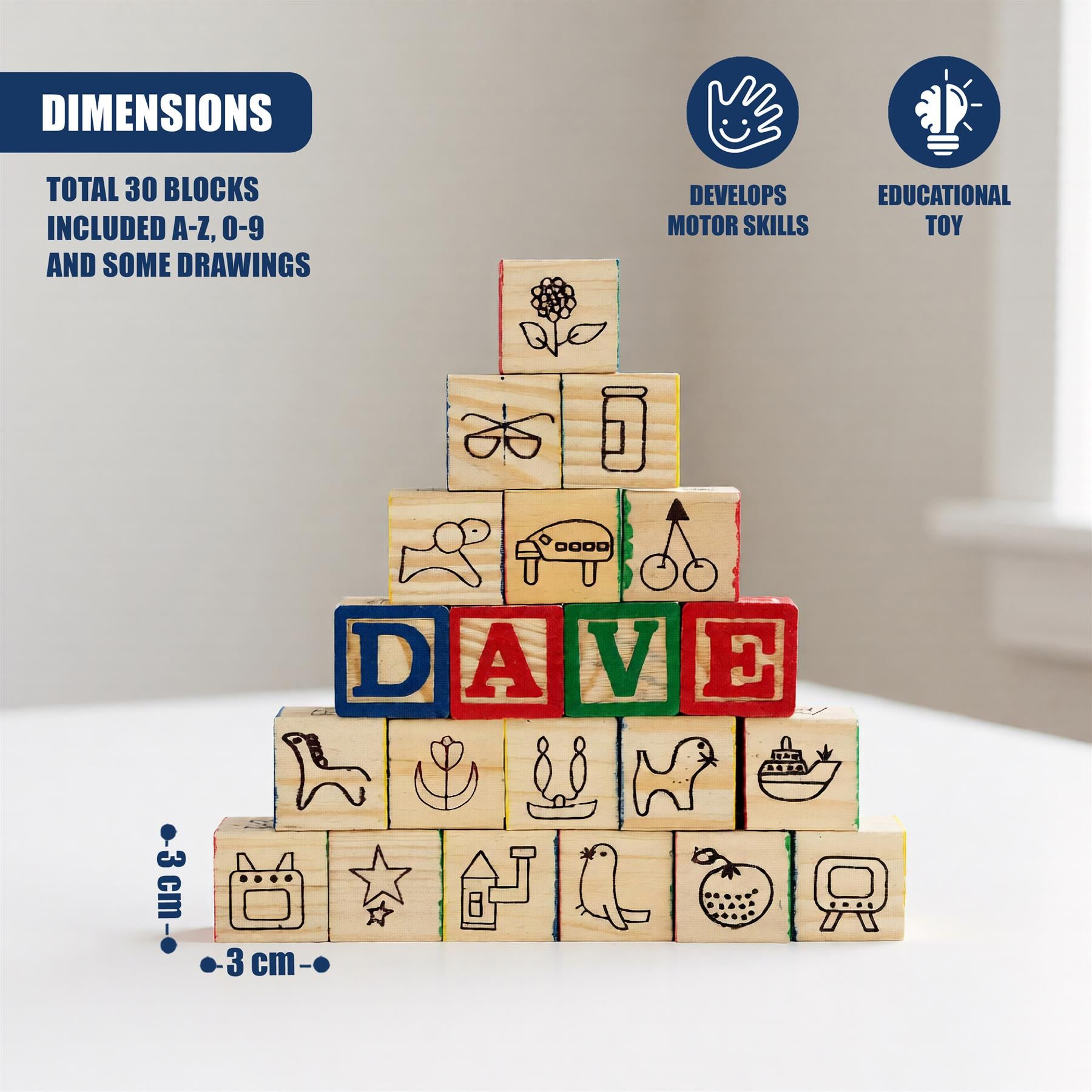 Wooden Block Set ABC 123 Number Block Set