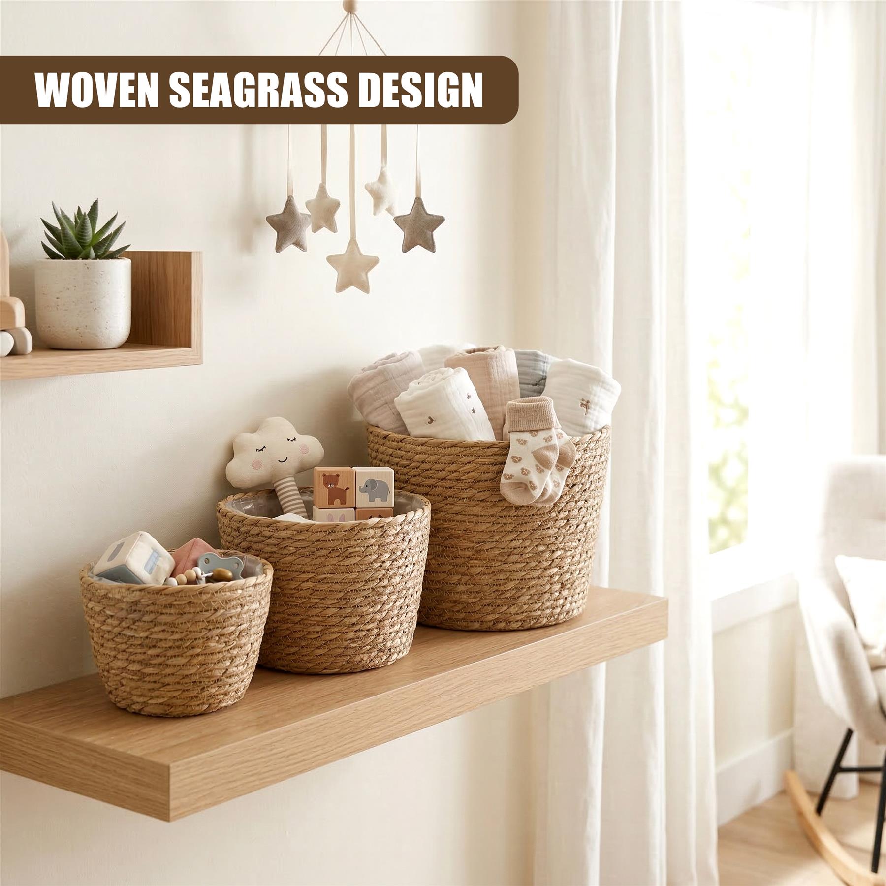 Set of 3 Wicker Planters